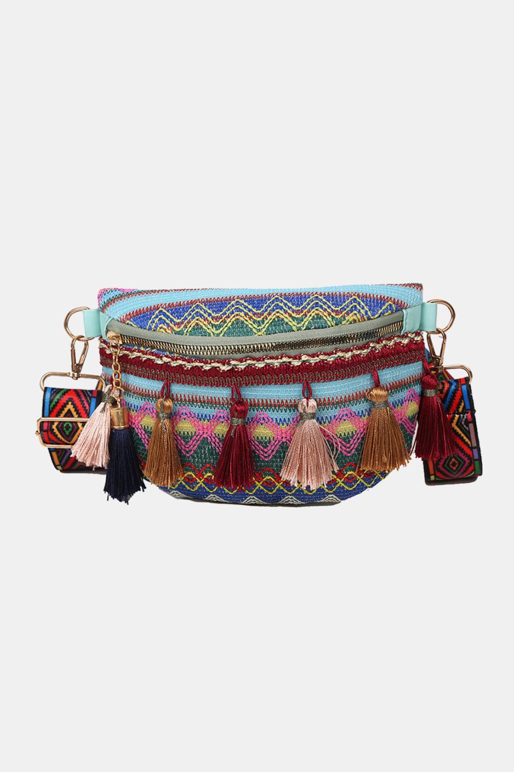 Bohemian Sling Bag with Tassels BLUE ZONE PLANET