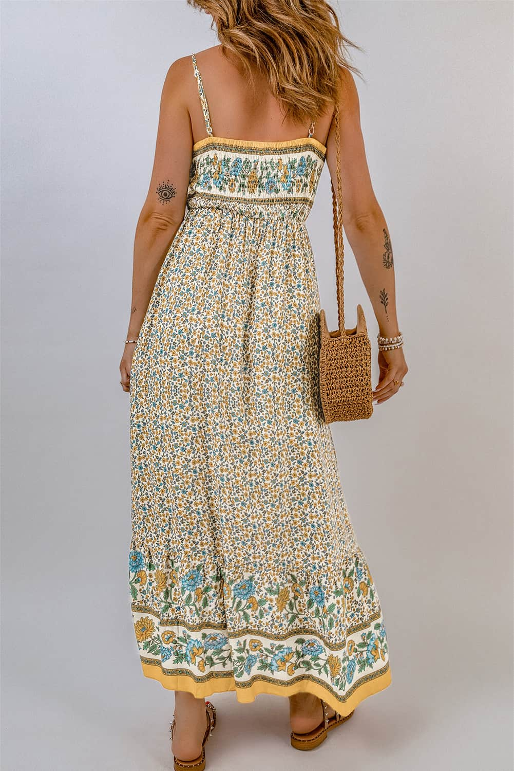 Bohemian Spaghetti Strap Maxi Dress BLUE ZONE PLANET