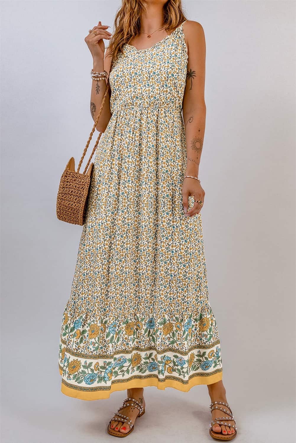 Bohemian Spaghetti Strap Maxi Dress BLUE ZONE PLANET