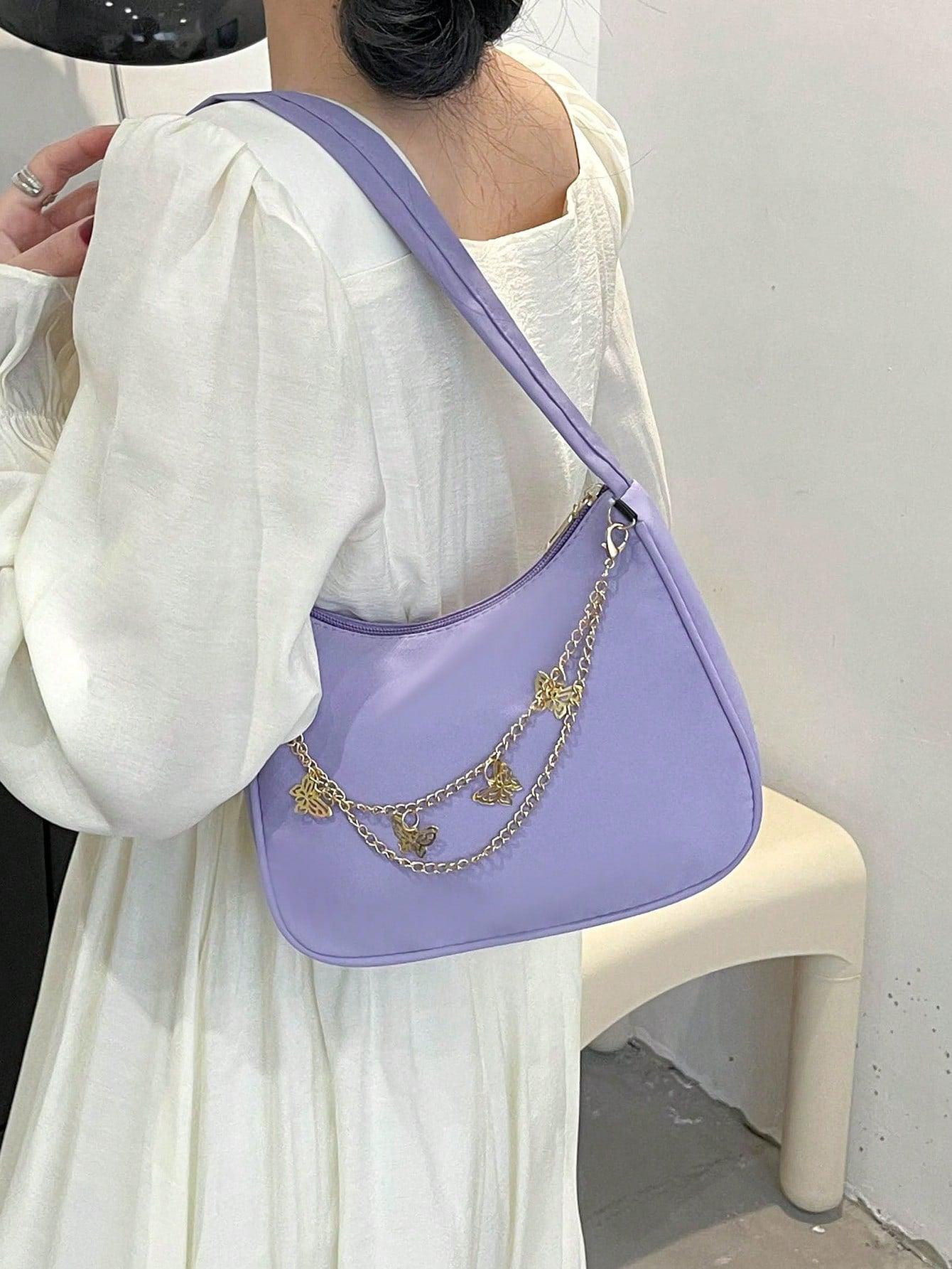 Butterfly Charm Polyester Shoulder Bag BLUE ZONE PLANET