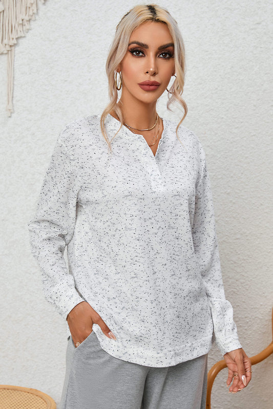 Buttoned Long Sleeve Top BLUE ZONE PLANET
