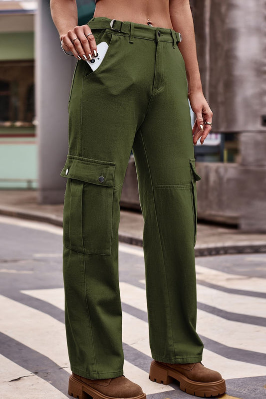 Buttoned Loose Fit Jeans with Pockets BLUE ZONE PLANET