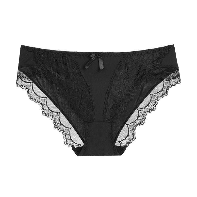 Women's Lace Comfort Breathable Briefs-[Adult]-[Female]-Black-S-2022 Online Blue Zone Planet