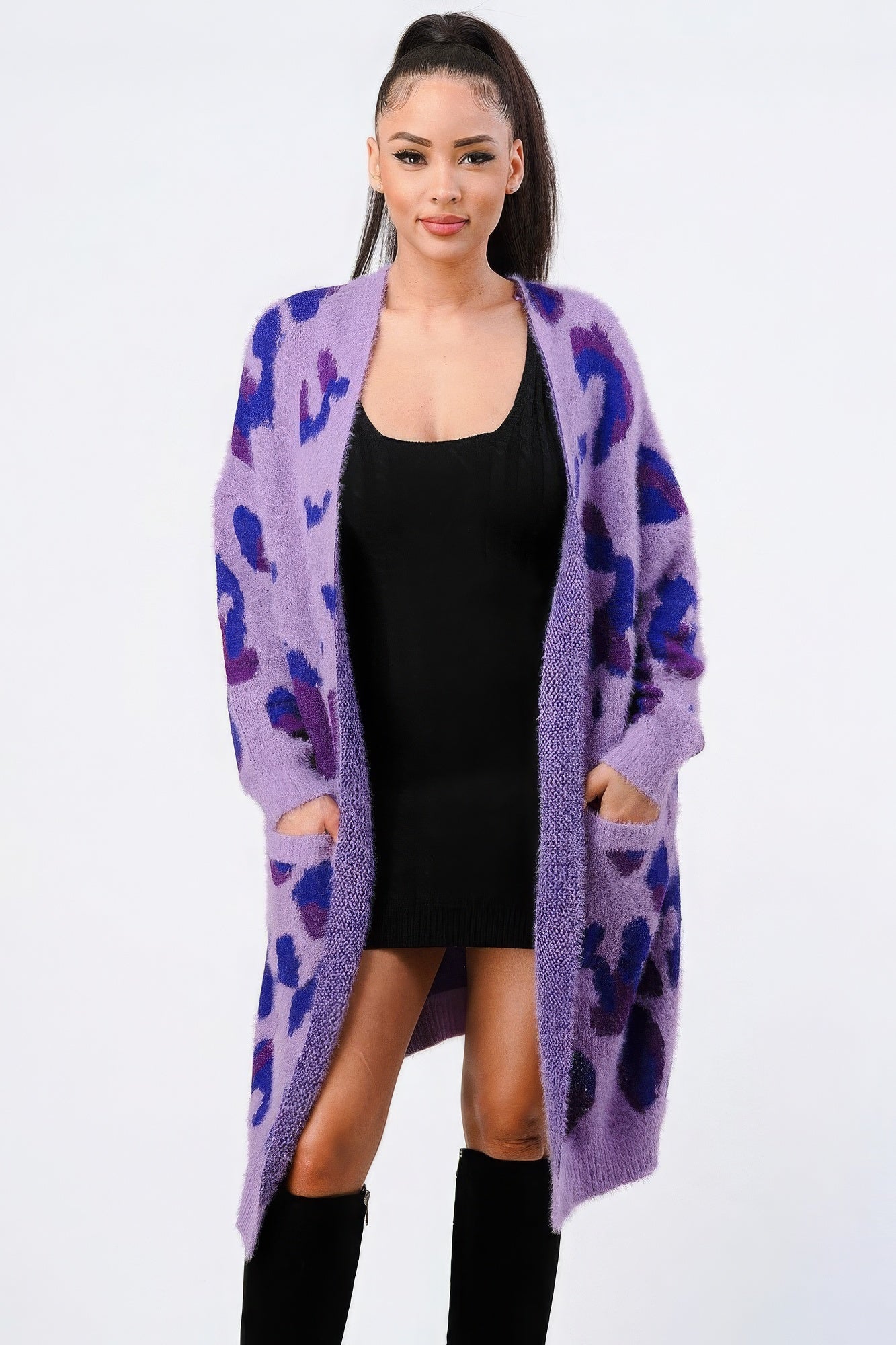 Leopard Angora Sweater Oversized Cardigan-[Adult]-[Female]-2022 Online Blue Zone Planet