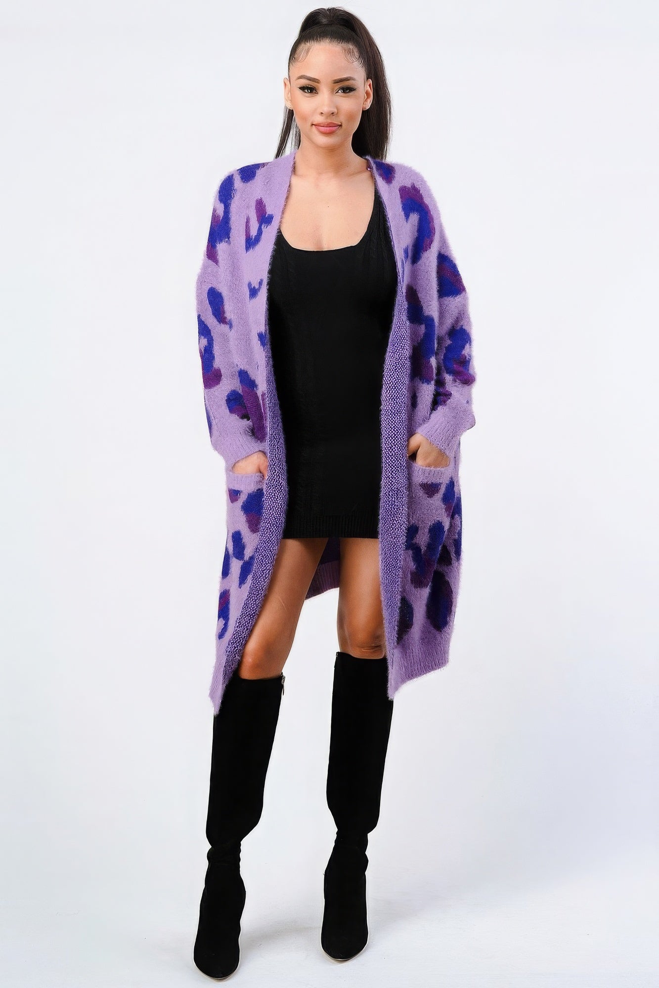 Leopard Angora Sweater Oversized Cardigan-[Adult]-[Female]-2022 Online Blue Zone Planet