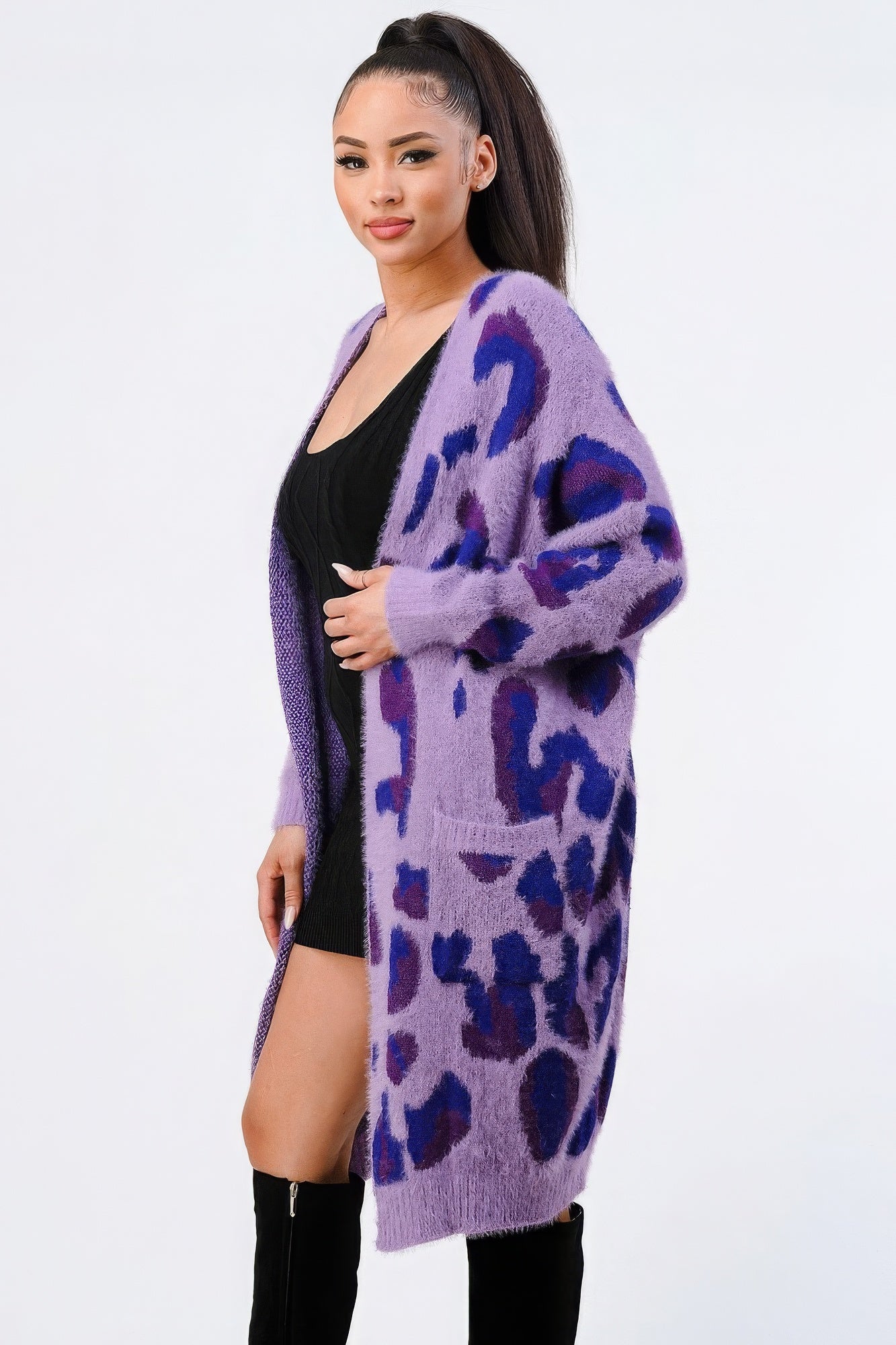 Leopard Angora Sweater Oversized Cardigan-[Adult]-[Female]-2022 Online Blue Zone Planet