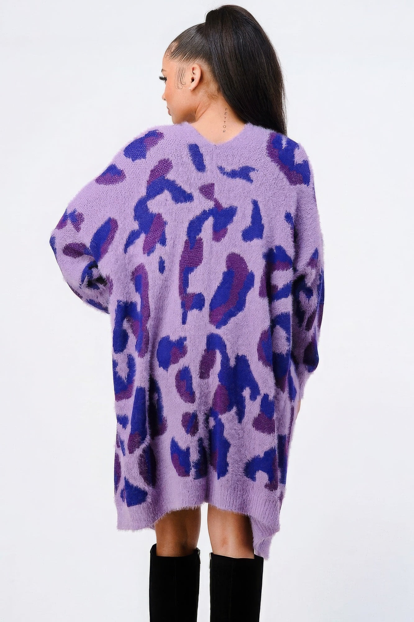 Leopard Angora Sweater Oversized Cardigan-[Adult]-[Female]-2022 Online Blue Zone Planet