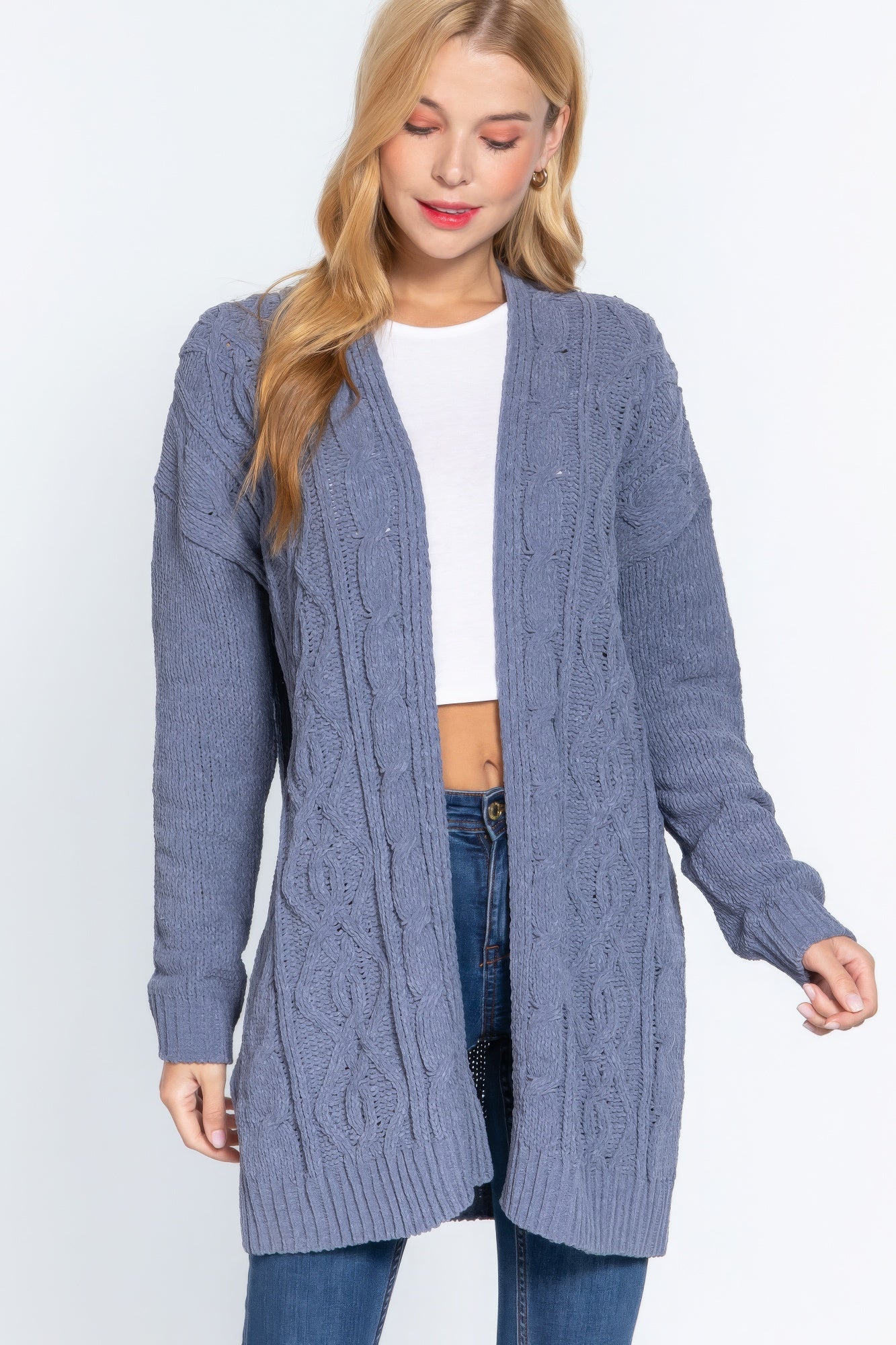 Chenille Sweater Cardigan-[Adult]-[Female]-2022 Online Blue Zone Planet