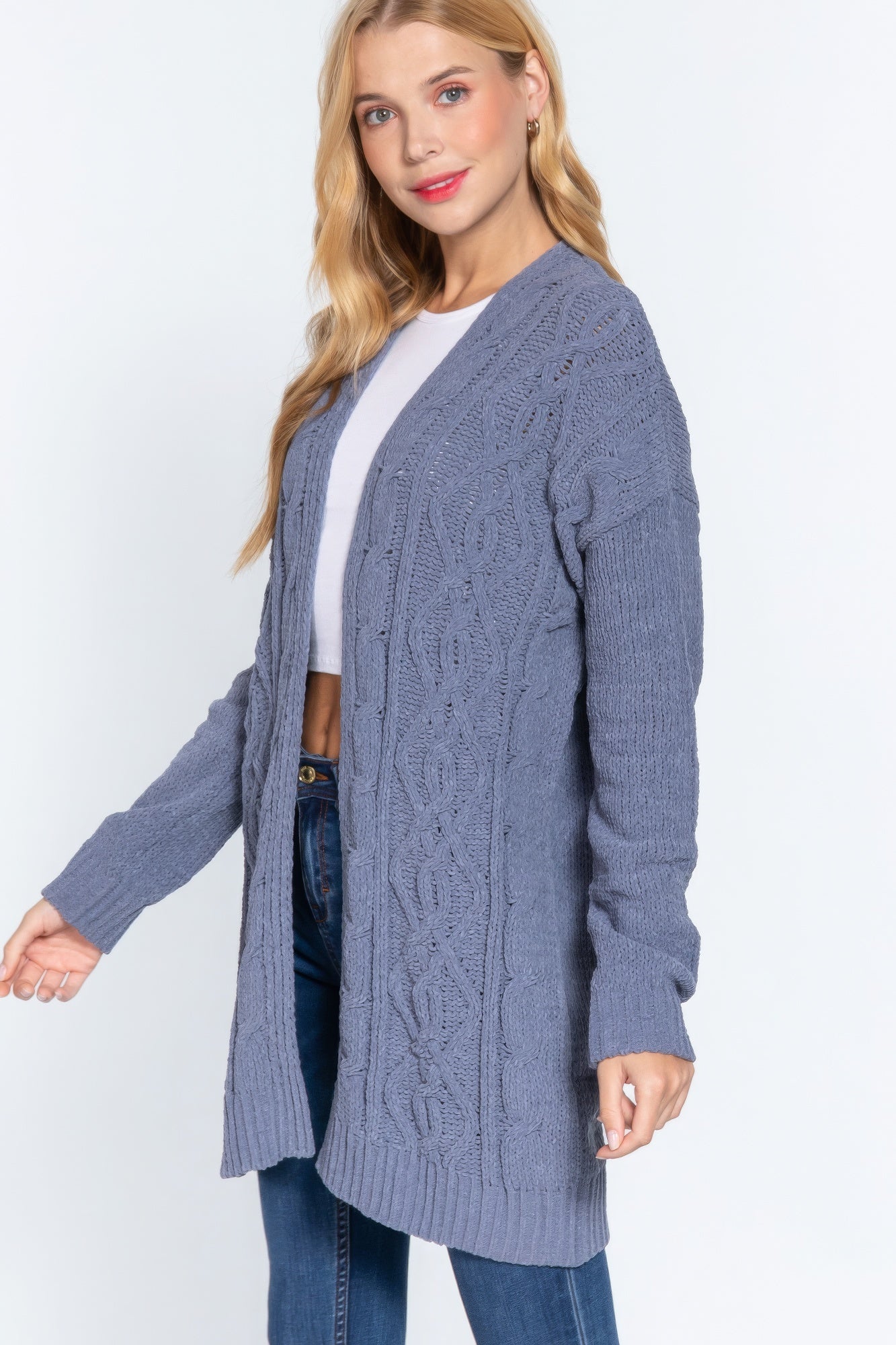 Chenille Sweater Cardigan-[Adult]-[Female]-2022 Online Blue Zone Planet