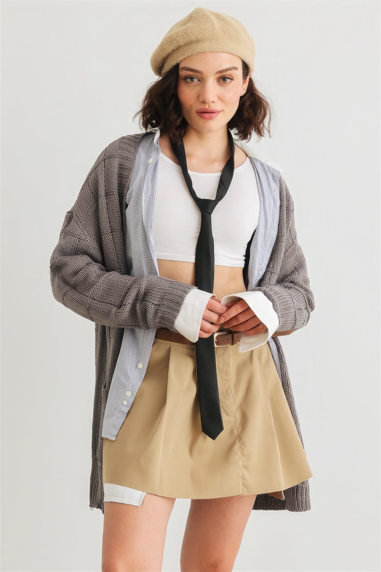 Knit Two Pocket Long Sleeve Open Front Cardigan-[Adult]-[Female]-2022 Online Blue Zone Planet