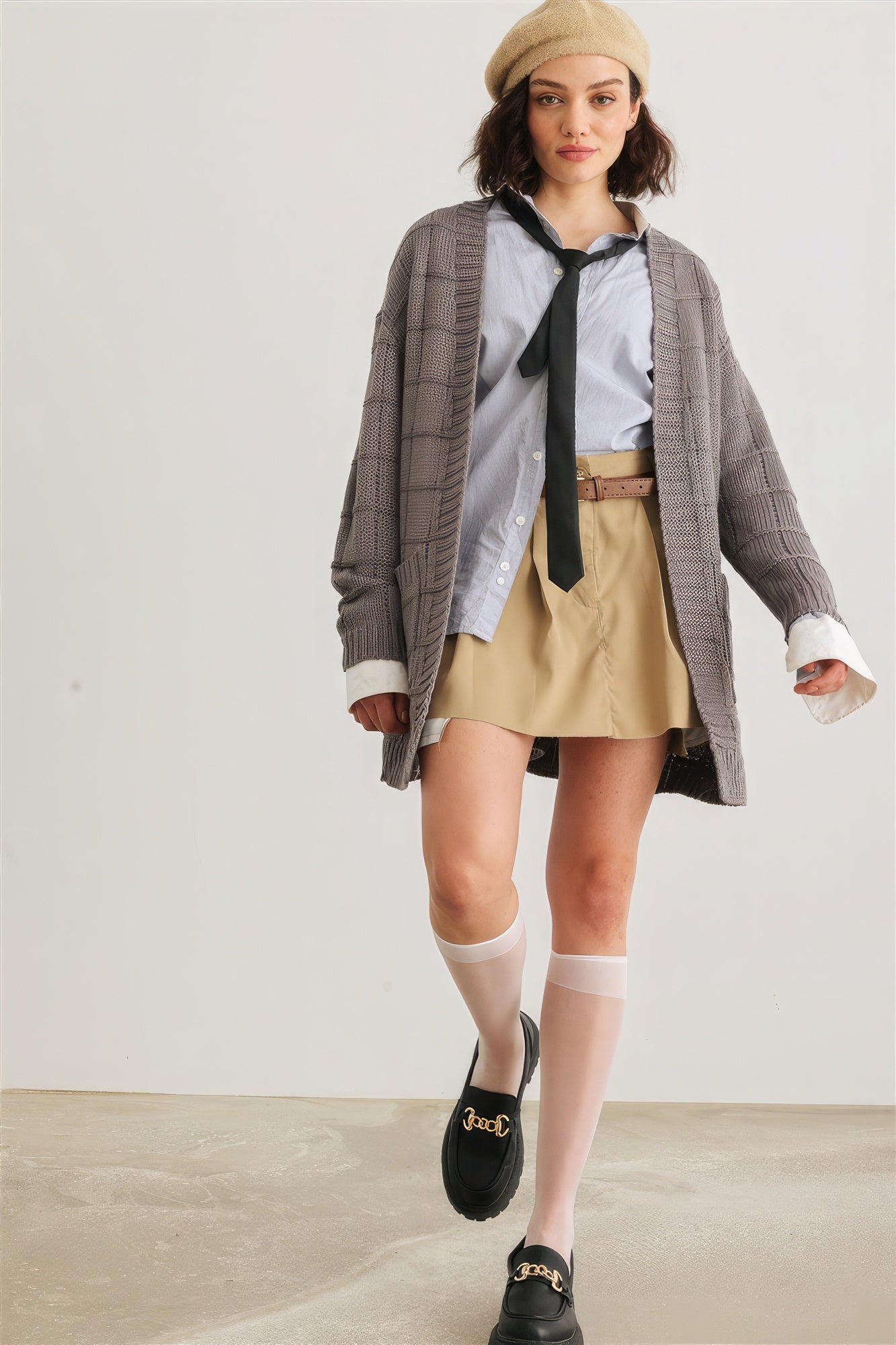 Knit Two Pocket Long Sleeve Open Front Cardigan-[Adult]-[Female]-2022 Online Blue Zone Planet