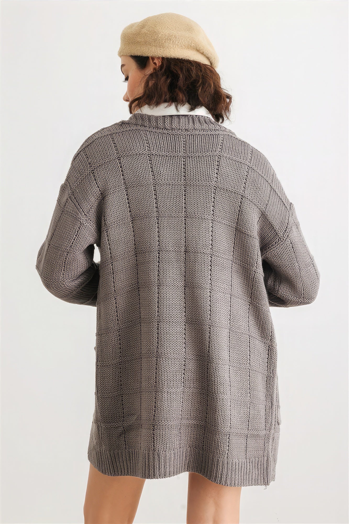 Knit Two Pocket Long Sleeve Open Front Cardigan-[Adult]-[Female]-2022 Online Blue Zone Planet