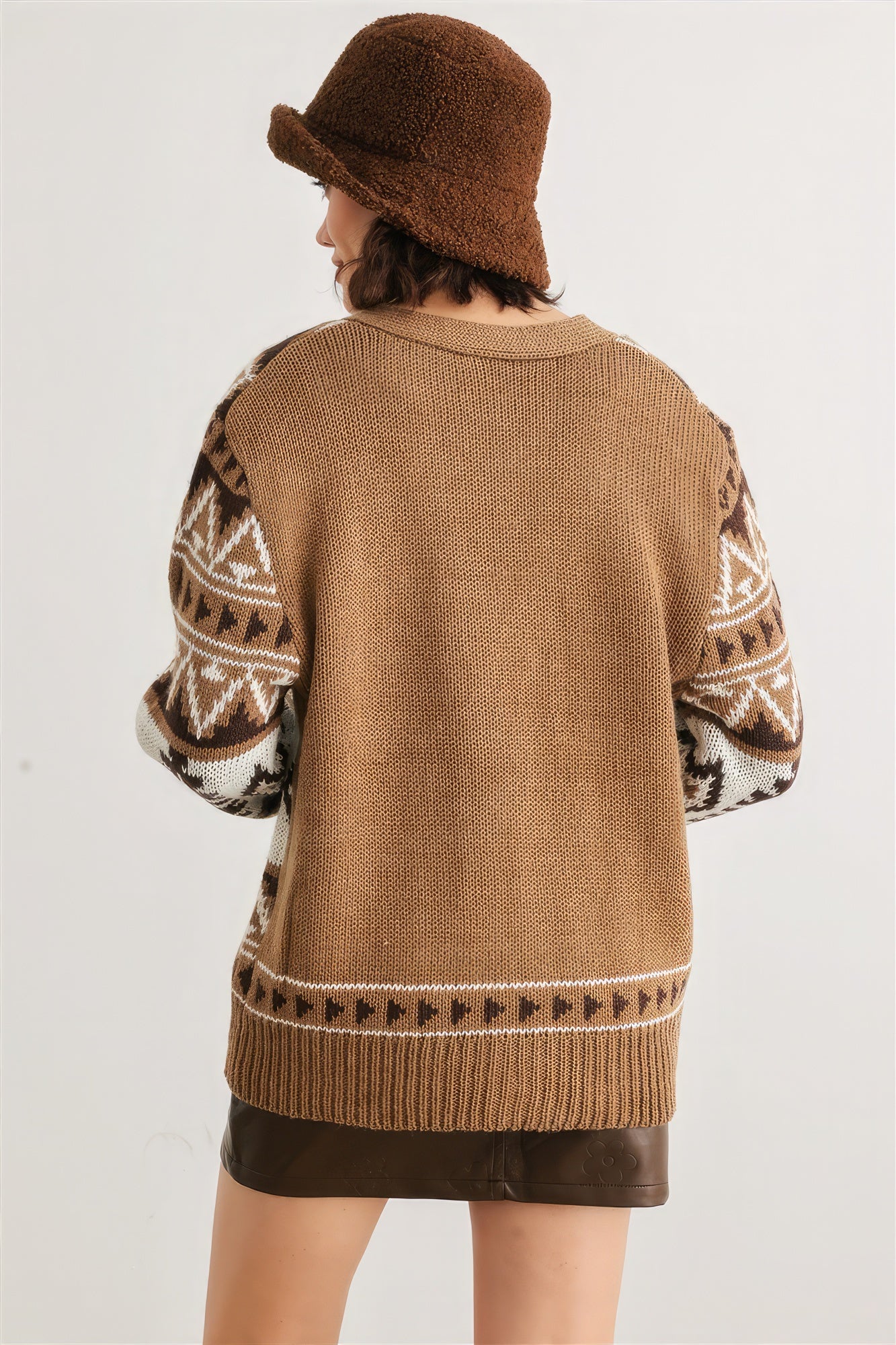 Fair Isle Knit Button-up Long Sleeve Cardigan Sweater-TOPS / DRESSES-[Adult]-[Female]-2022 Online Blue Zone Planet