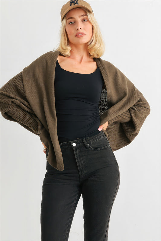 Batwing Sleeve Open Front Cardigan-[Adult]-[Female]-2022 Online Blue Zone Planet