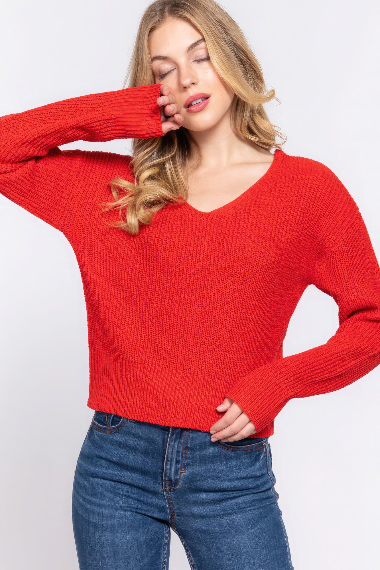 Dolman Slv Strappy Open Back Sweater-TOPS / DRESSES-[Adult]-[Female]-Orange-S-2022 Online Blue Zone Planet