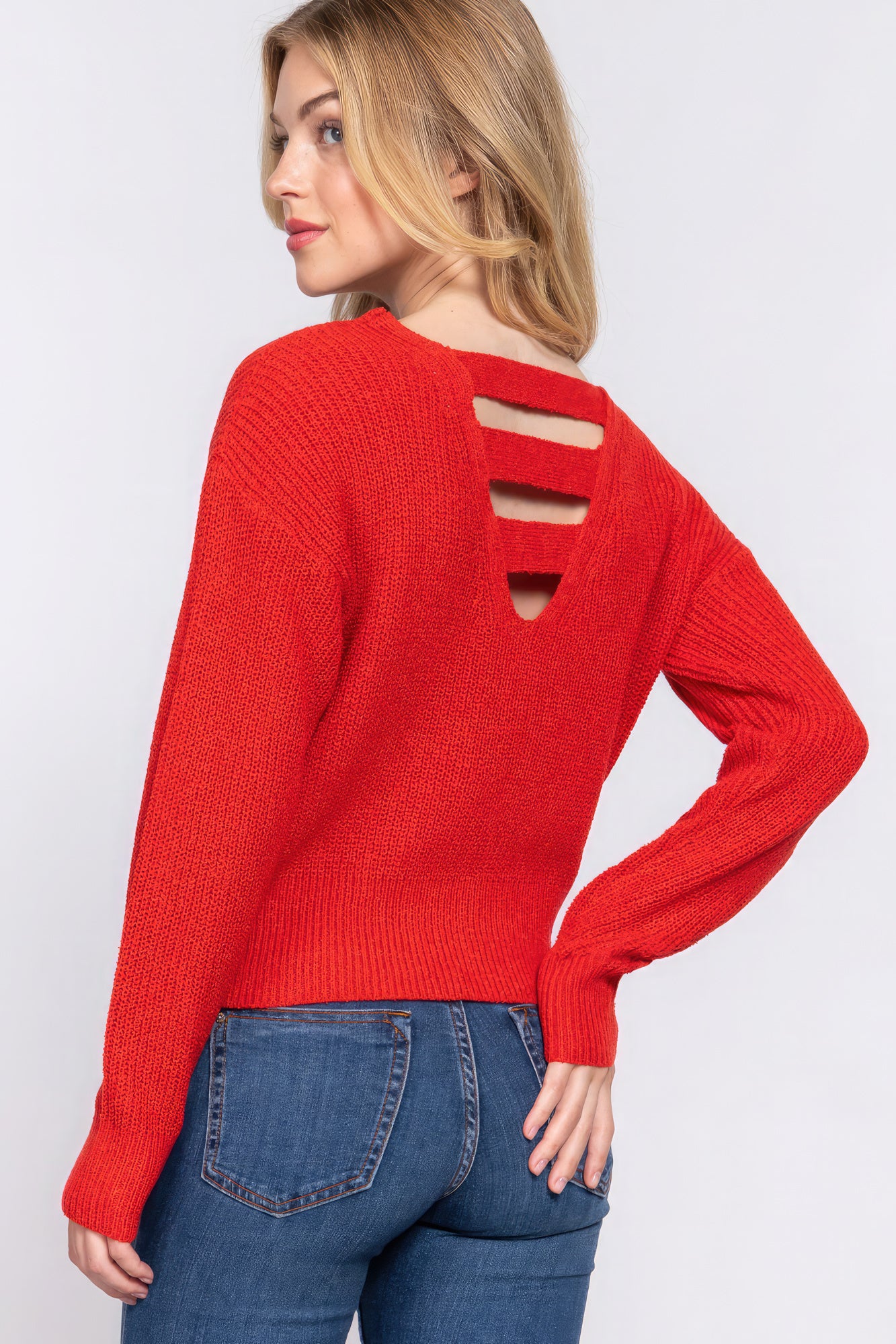 Dolman Slv Strappy Open Back Sweater-TOPS / DRESSES-[Adult]-[Female]-2022 Online Blue Zone Planet