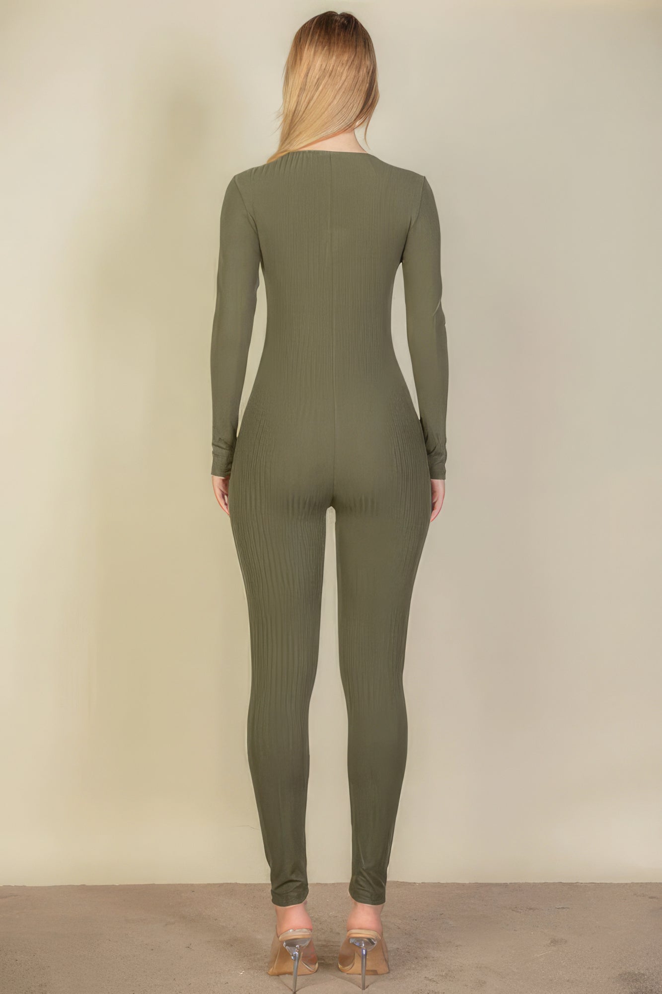 Blue Zone Planet | Ribbed Scoop Neck Long Sleeve Jumpsuit-TOPS / DRESSES-[Adult]-[Female]-2022 Online Blue Zone Planet