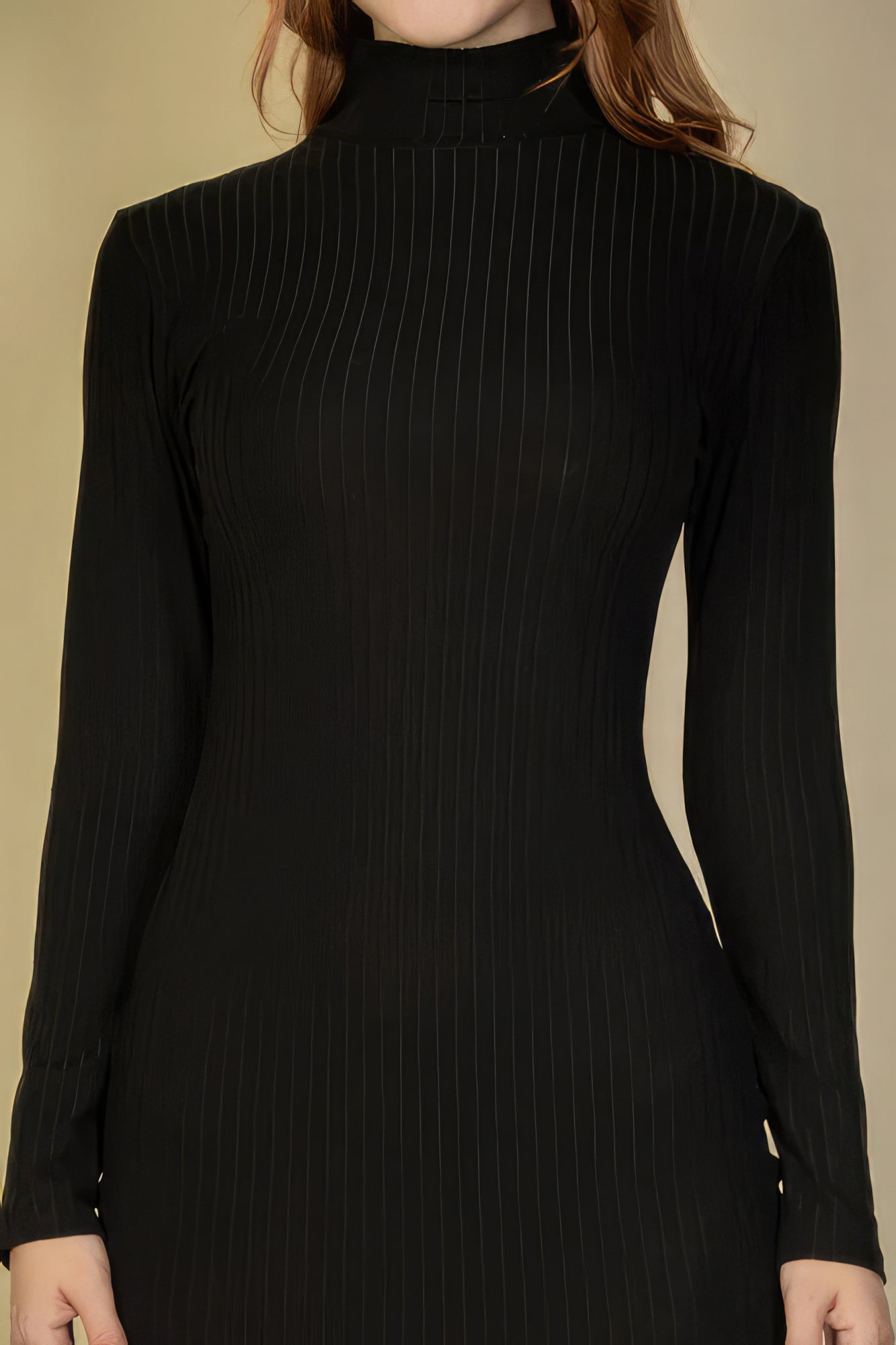 Ribbed Mock Neck Long Sleeve Bodycon Midi Dress-TOPS / DRESSES-[Adult]-[Female]-2022 Online Blue Zone Planet