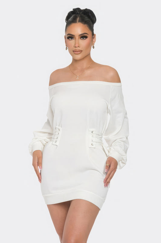 Off Shoulder Mini Dress-[Adult]-[Female]-S-2022 Online Blue Zone Planet