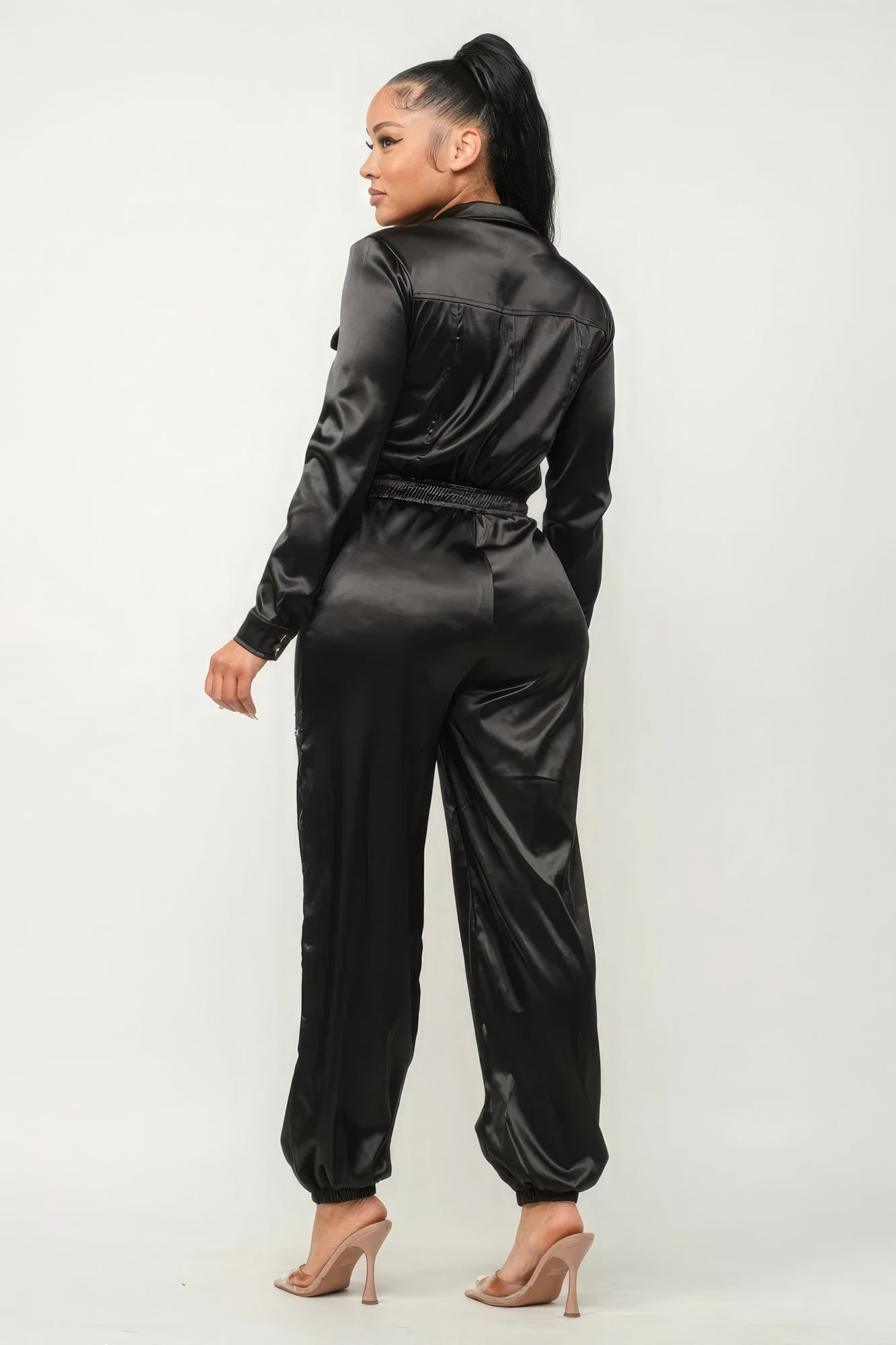 Front Zipper Pockets Top And Pants Jumpsuit-TOPS / DRESSES-[Adult]-[Female]-2022 Online Blue Zone Planet