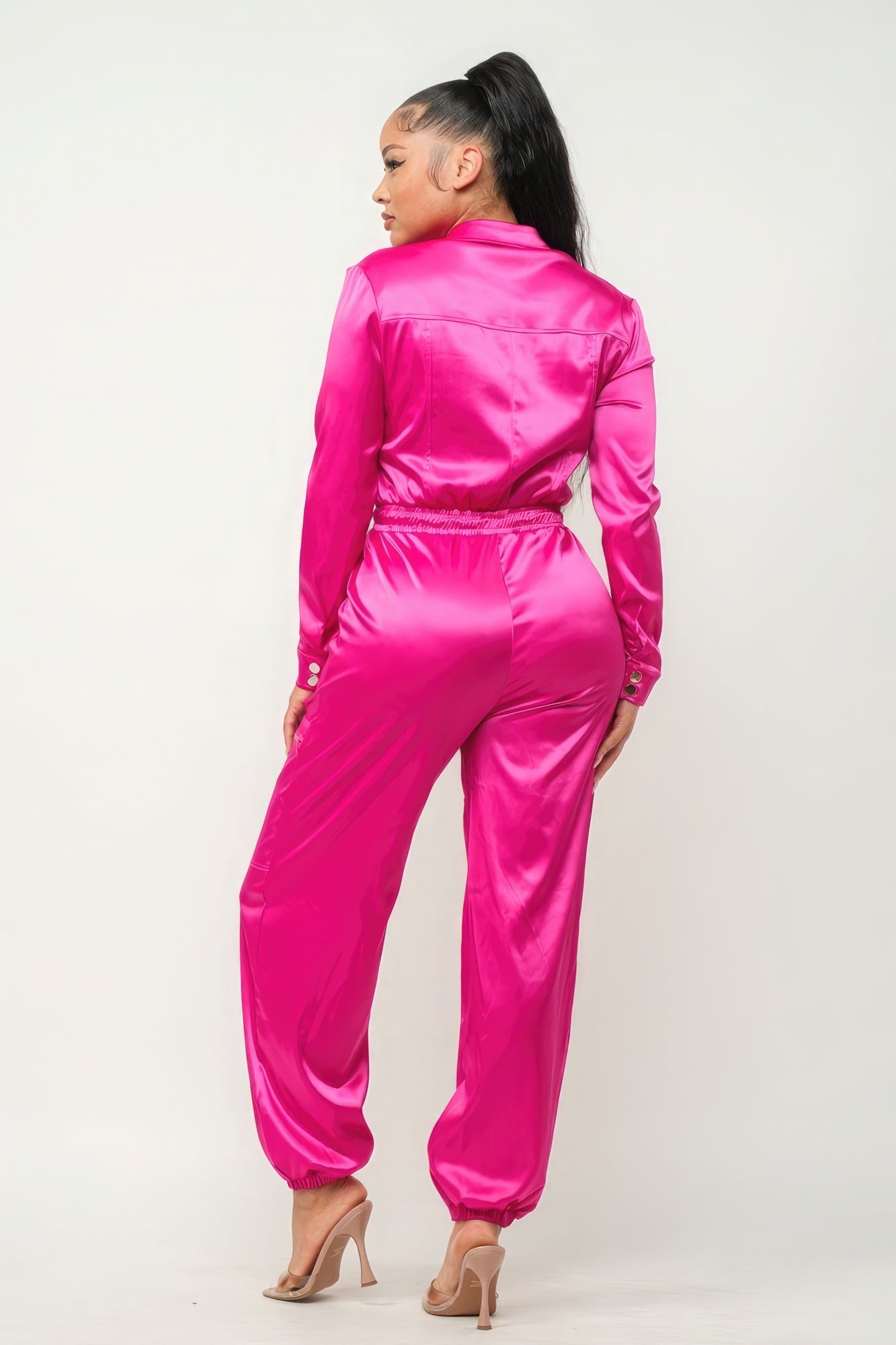 Front Zipper Pockets Top And Pants Jumpsuit-TOPS / DRESSES-[Adult]-[Female]-2022 Online Blue Zone Planet