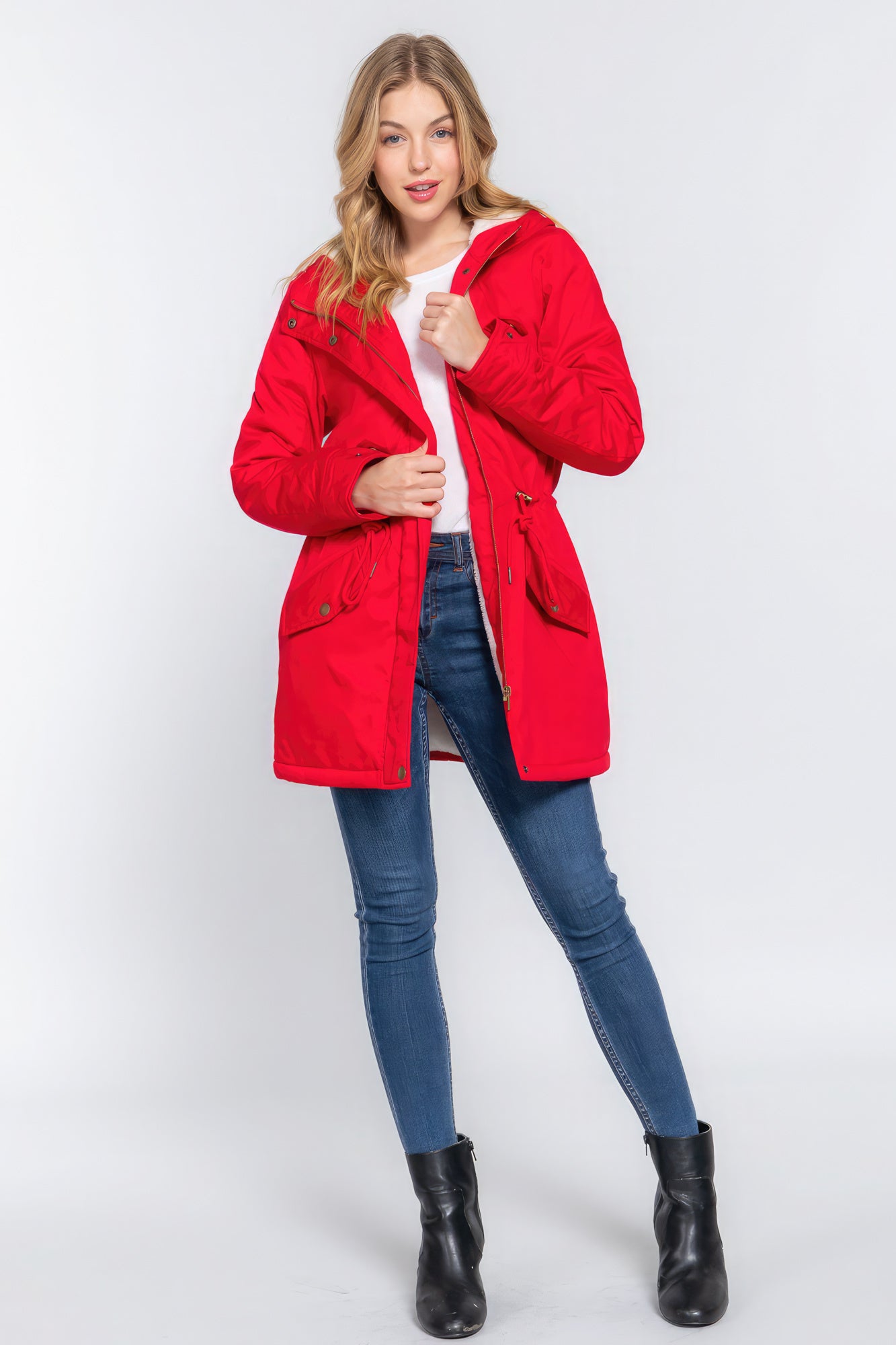 Fleece Lined Fur Hoodie Utility Jacket-Tops / Dresses-[Adult]-[Female]-2022 Online Blue Zone Planet