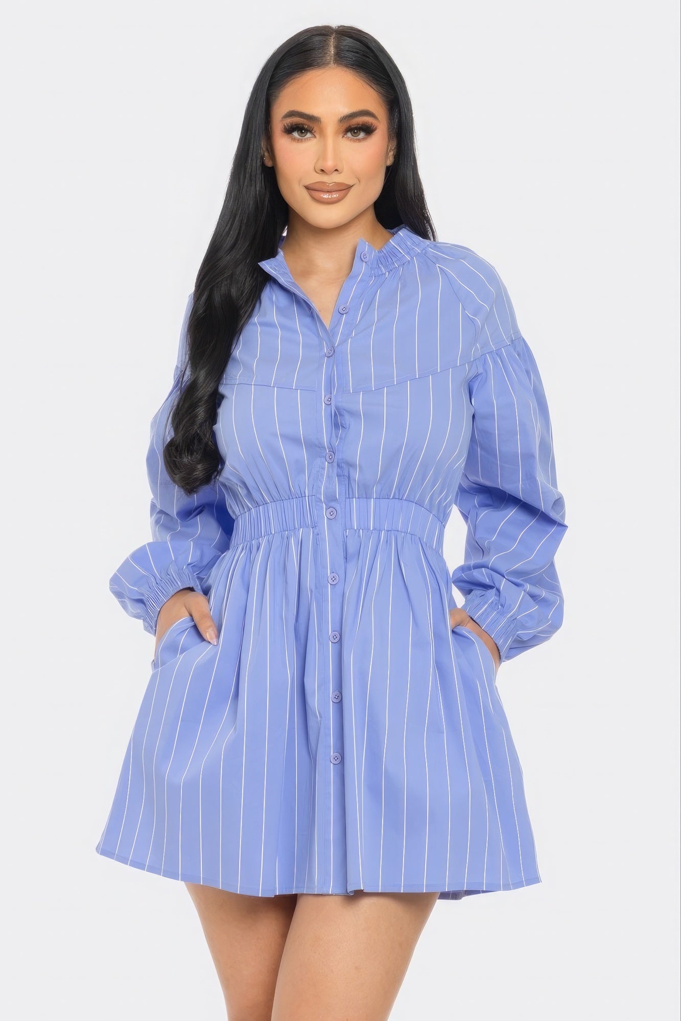 Blue Zone Planet | Striped Mini Dress-TOPS / DRESSES-[Adult]-[Female]-S-2022 Online Blue Zone Planet