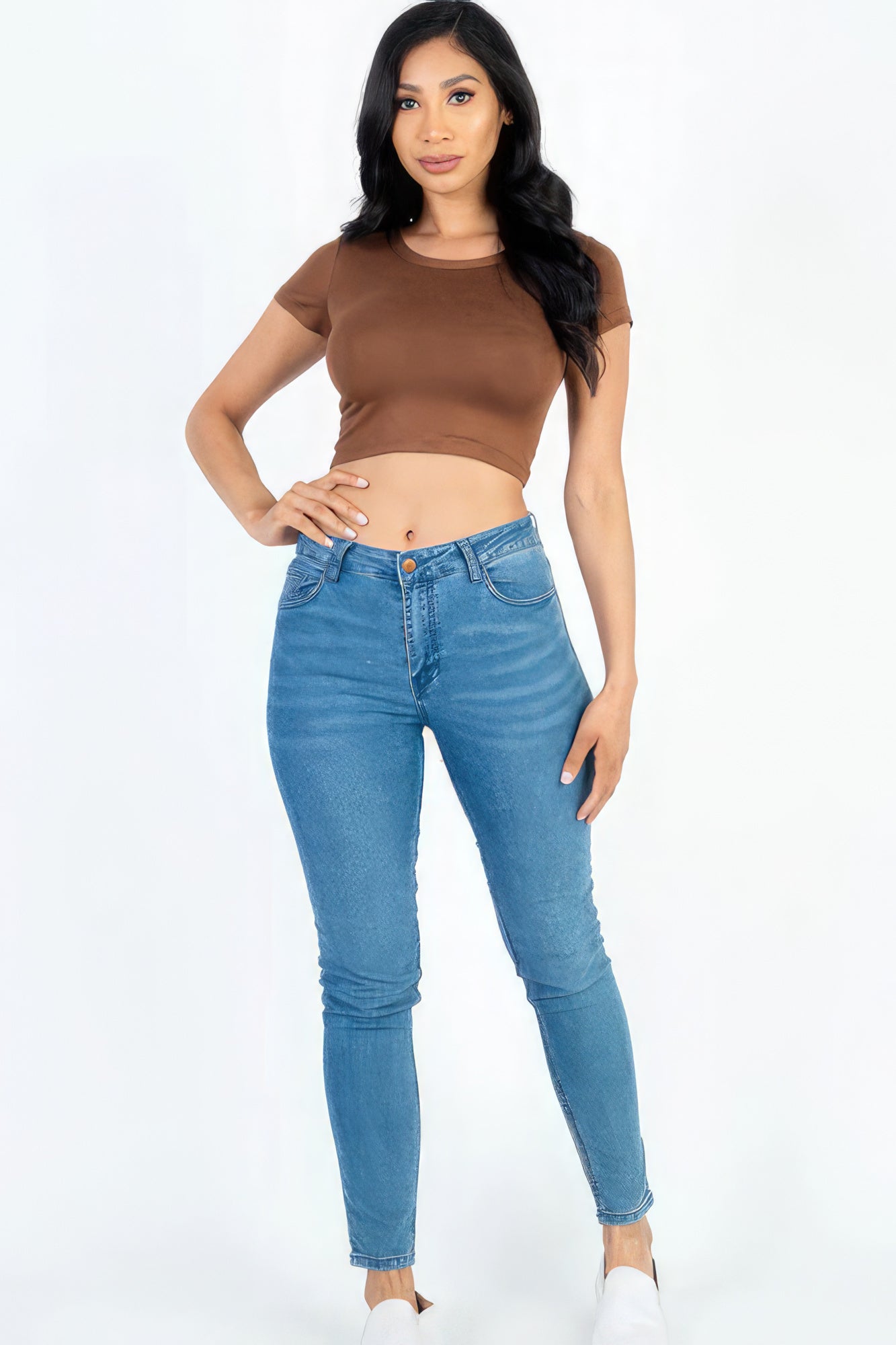 Short Sleeve Roundneck Crop Top-CROP TOP-[Adult]-[Female]-2022 Online Blue Zone Planet