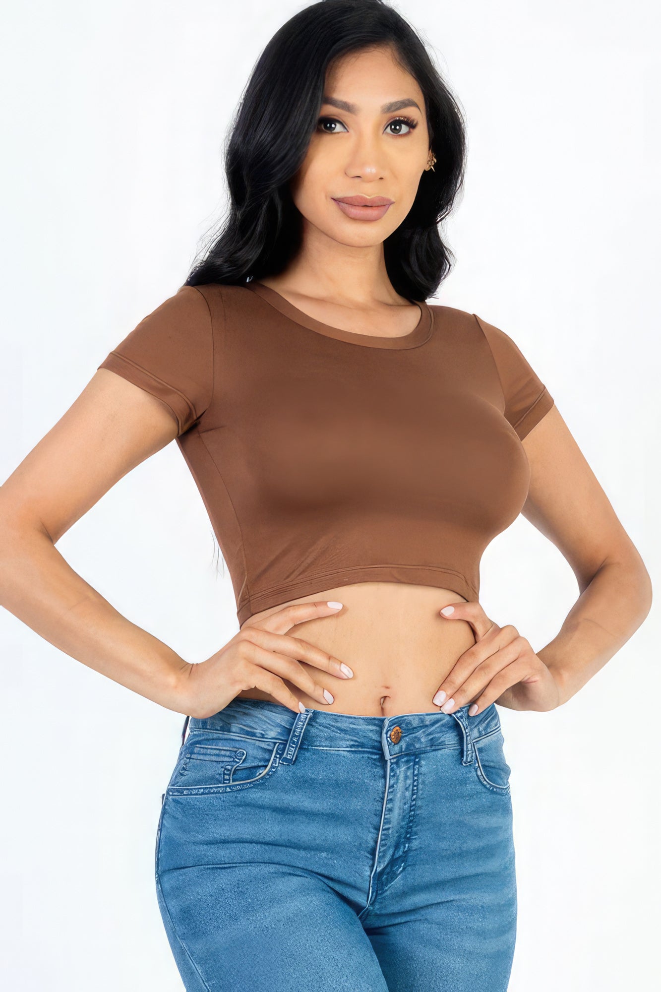 Short Sleeve Roundneck Crop Top-CROP TOP-[Adult]-[Female]-2022 Online Blue Zone Planet