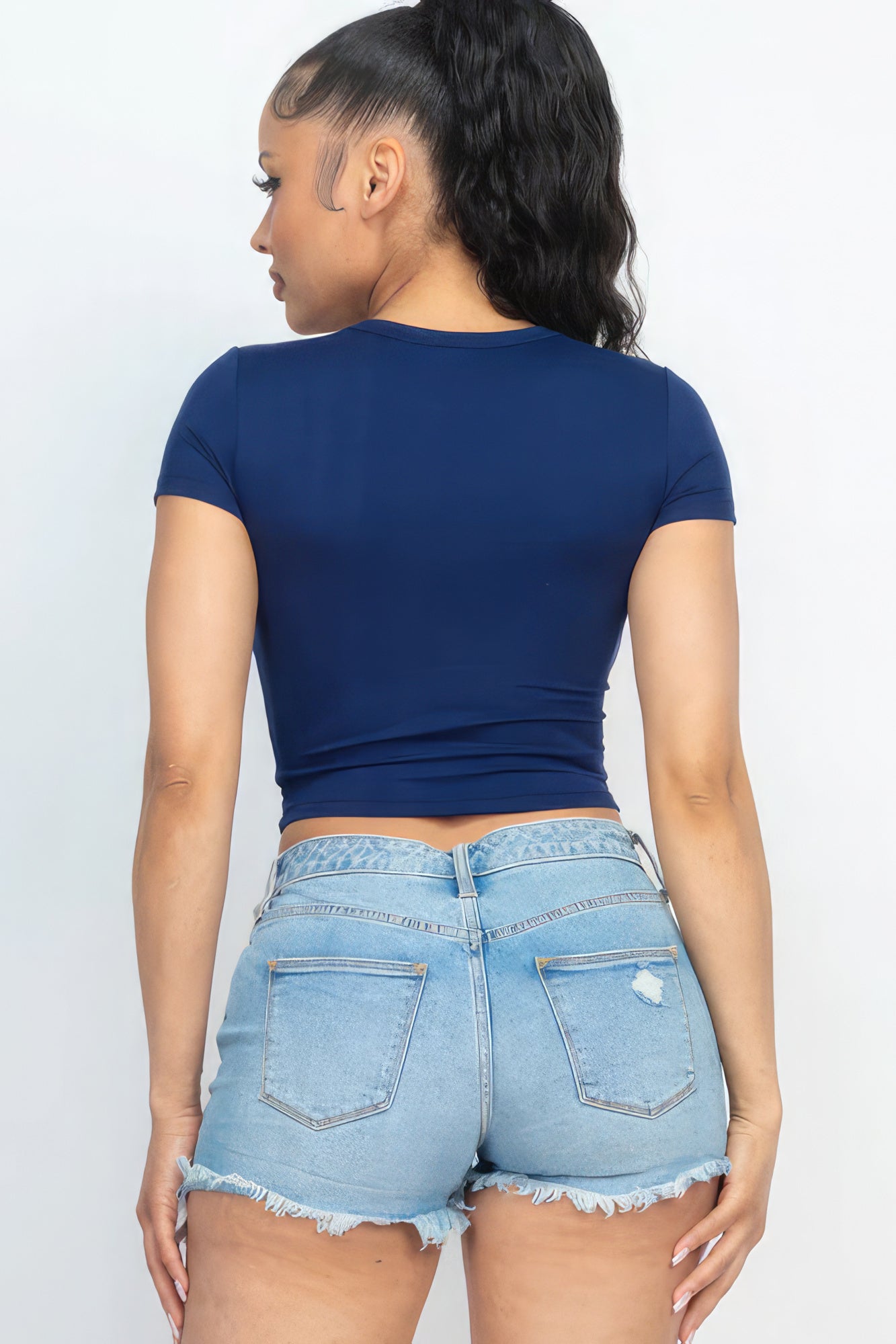 Short Sleeve Roundneck Crop Top-CROP TOP-[Adult]-[Female]-2022 Online Blue Zone Planet