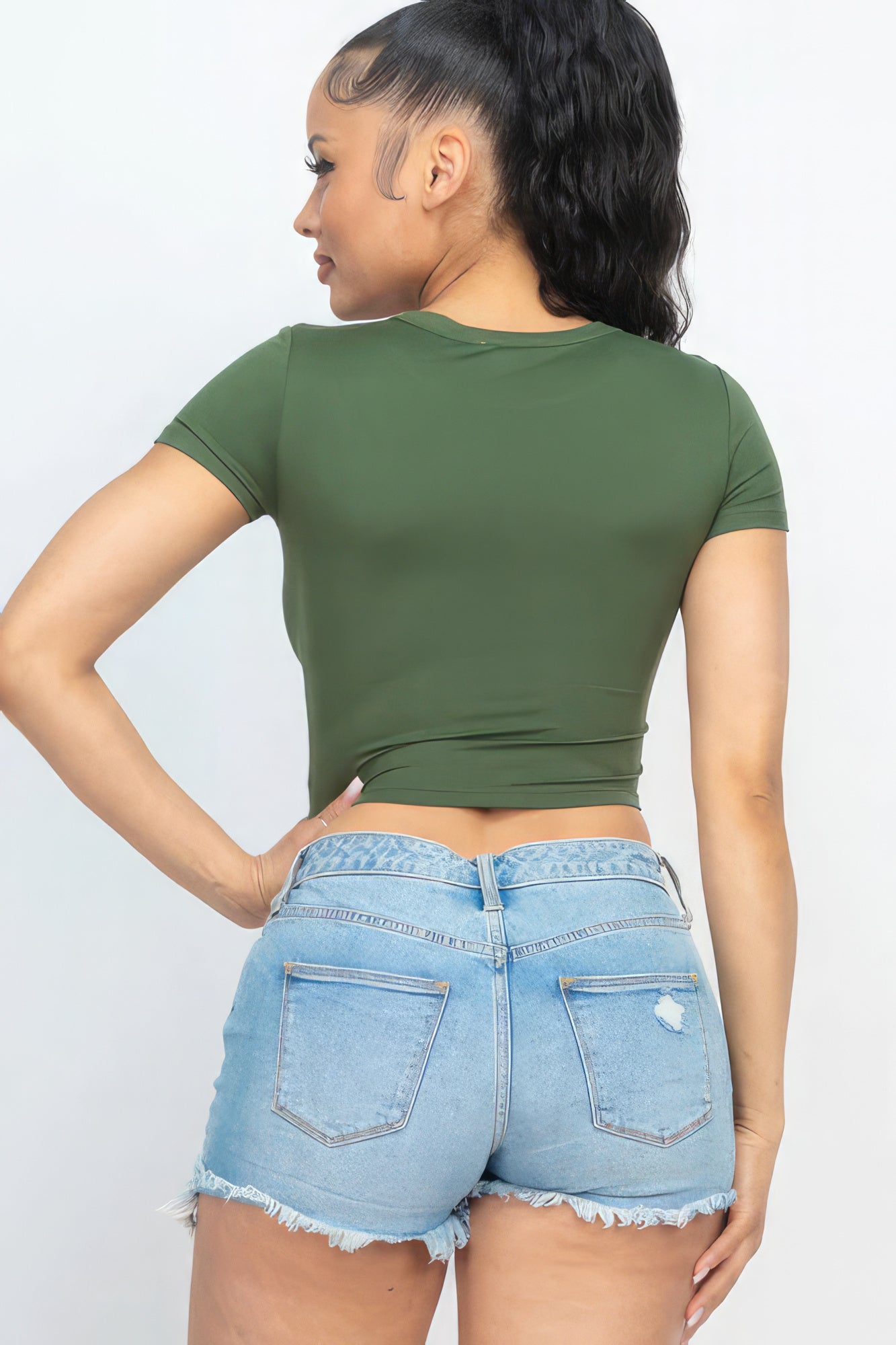 Short Sleeve Roundneck Crop Top-CROP TOP-[Adult]-[Female]-2022 Online Blue Zone Planet