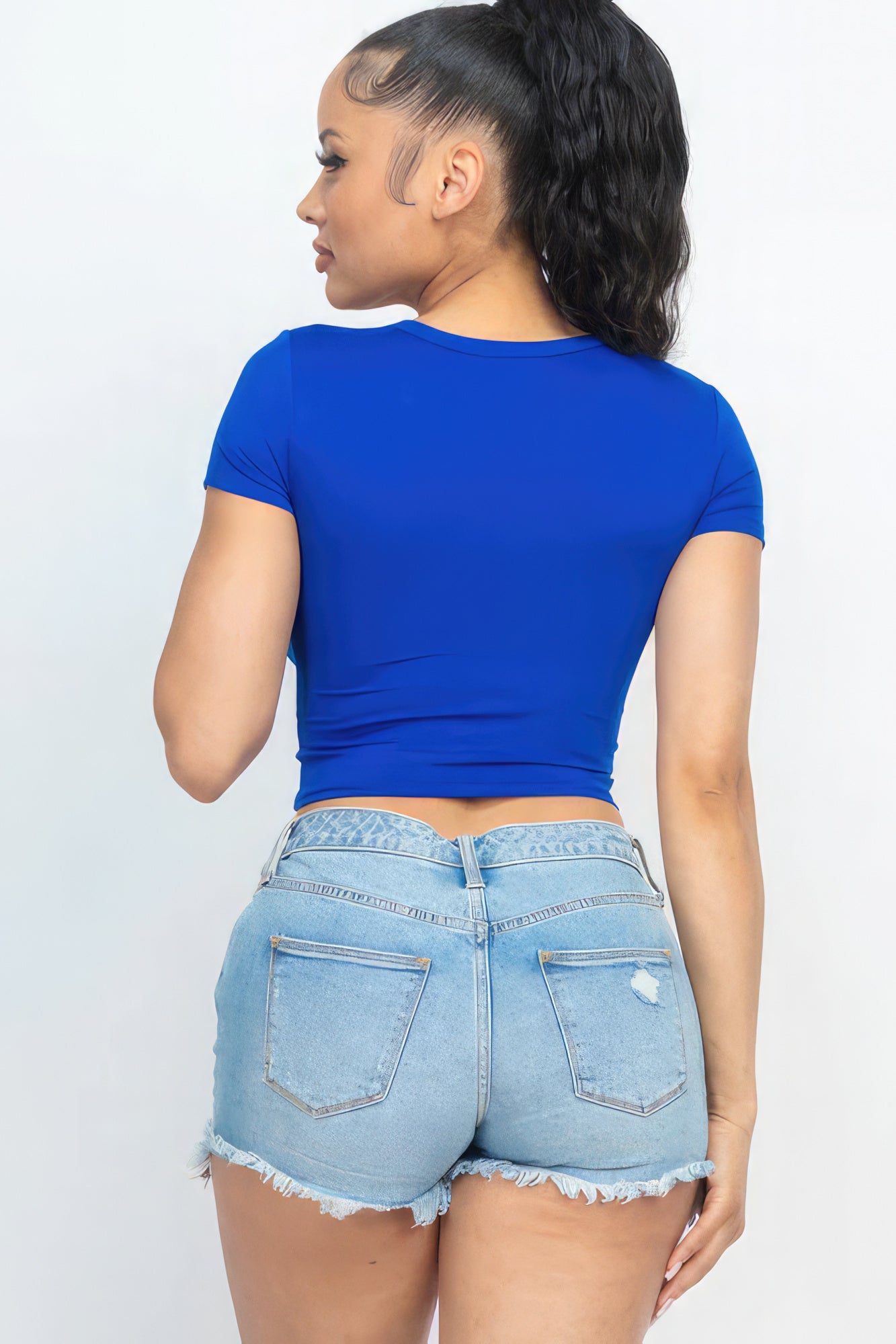 Short Sleeve Roundneck Crop Top-CROP TOP-[Adult]-[Female]-2022 Online Blue Zone Planet