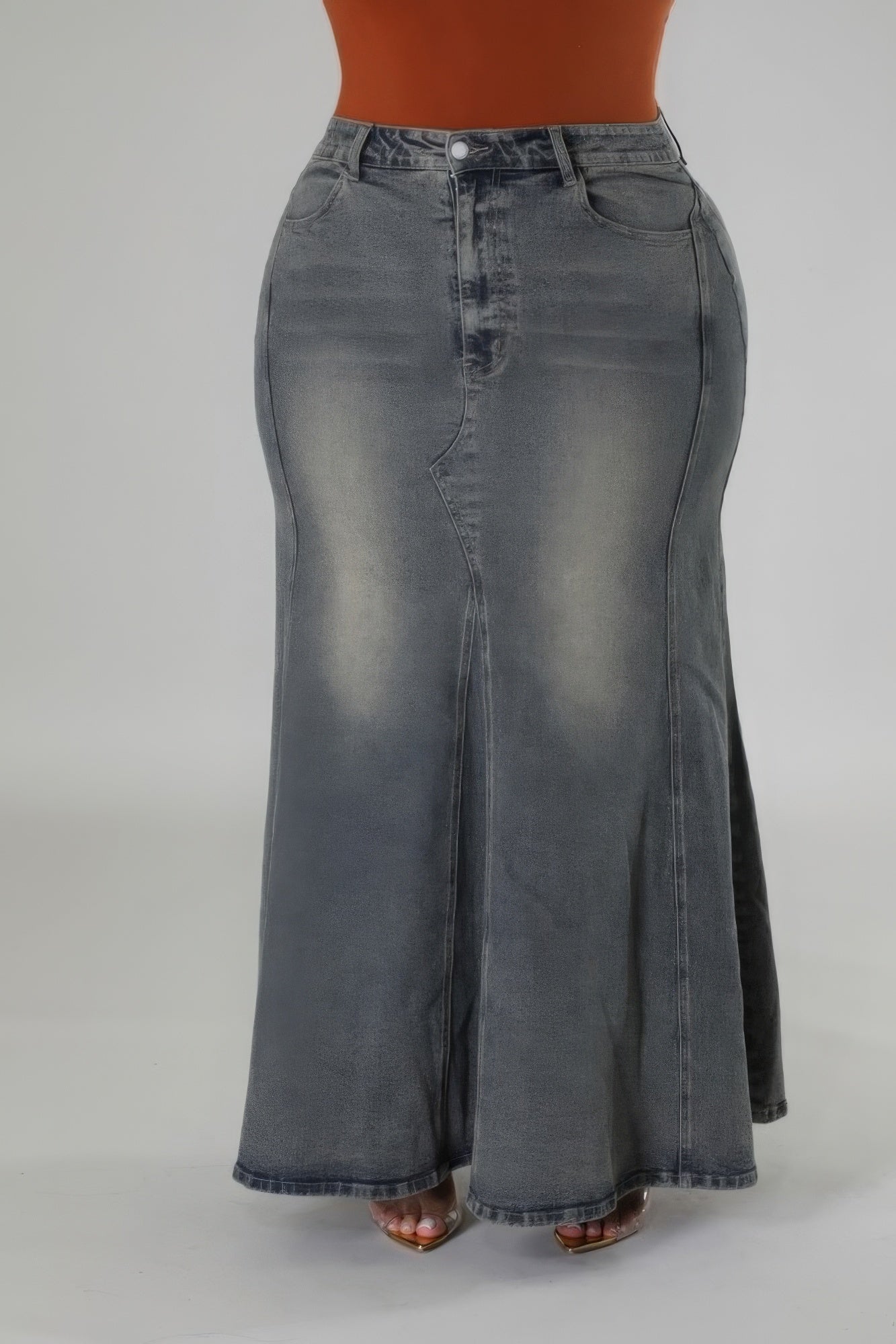 High-waisted Stretch Skirt-BOTTOMS SIZES SMALL MEDIUM LARGE-[Adult]-[Female]-1XL-Denim-2022 Online Blue Zone Planet