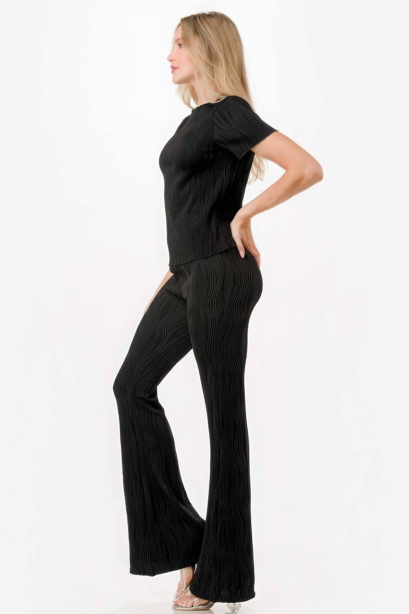 Pretty Pleated Flare Pants Set-TOPS / DRESSES-[Adult]-[Female]-2022 Online Blue Zone Planet