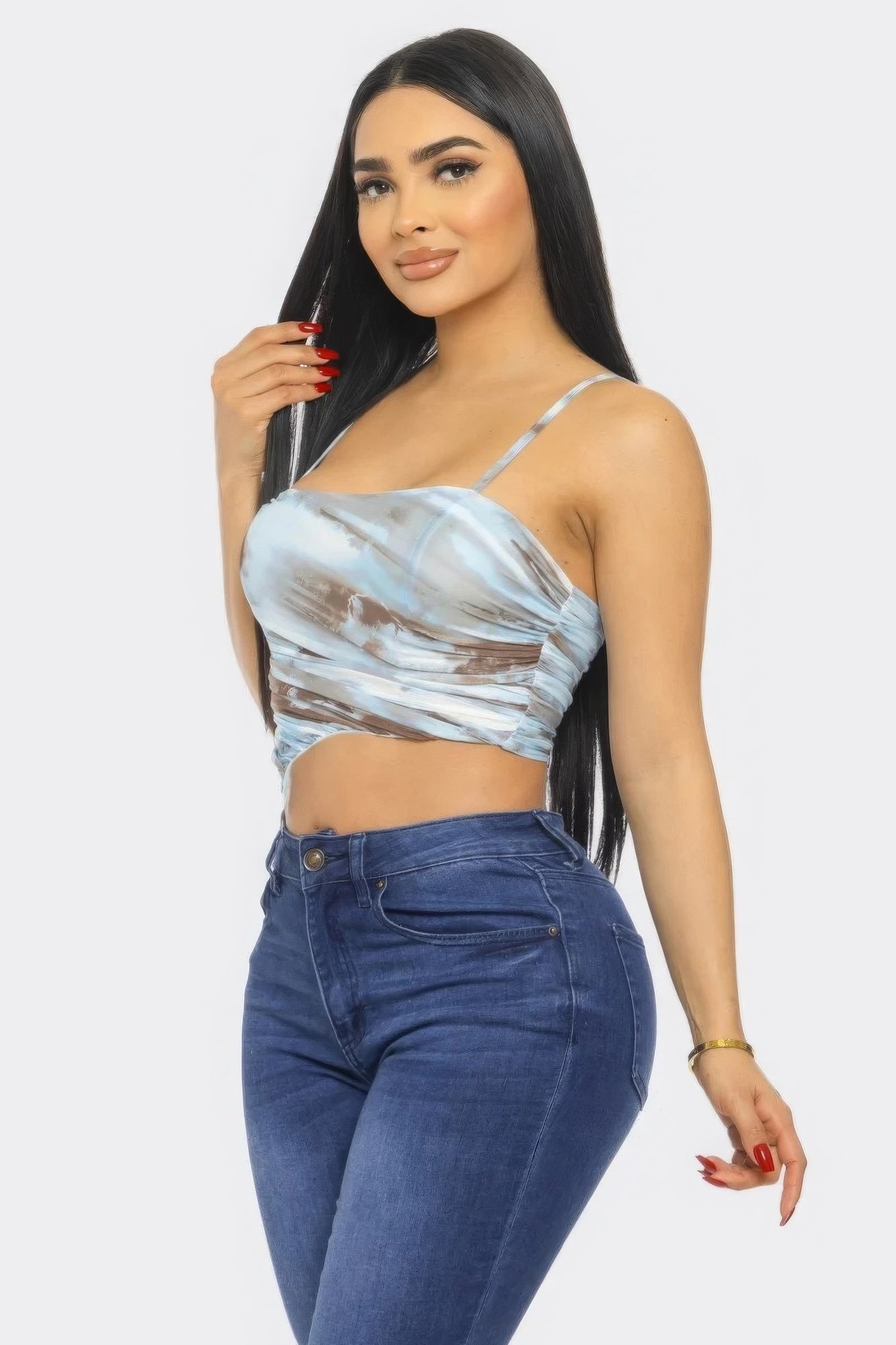 Blue Zone Planet | Nikki's Mesh Print Crop Top-TOPS / DRESSES-[Adult]-[Female]-2022 Online Blue Zone Planet