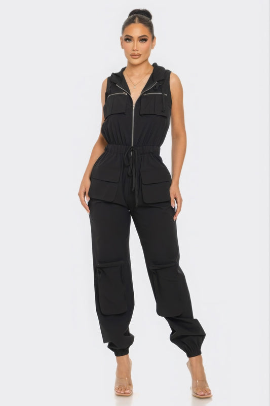 Cargo Jumpsuit-[Adult]-[Female]-Black-S-2022 Online Blue Zone Planet