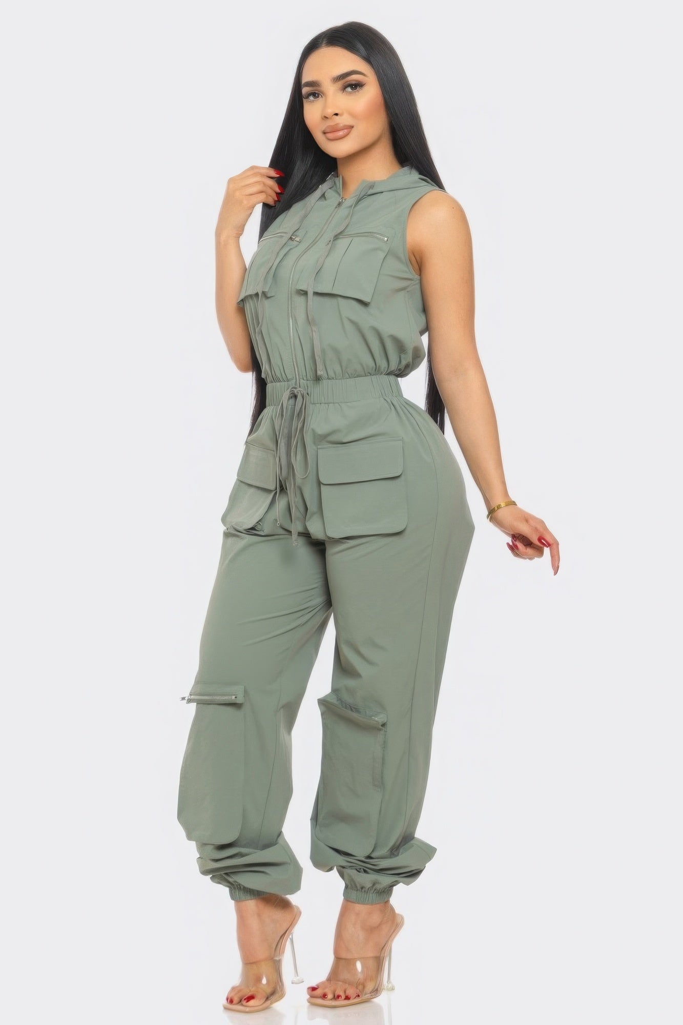 Cargo Jumpsuit-[Adult]-[Female]-Olive-S-2022 Online Blue Zone Planet