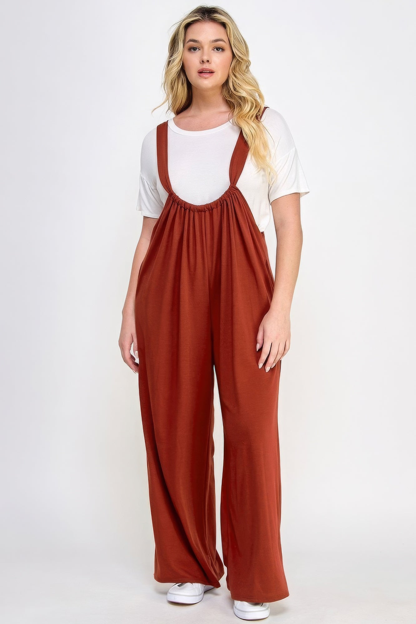 Blue Zone Planet |  French Terry Wide Leg Jumpsuit Overalls Blue Zone Planet