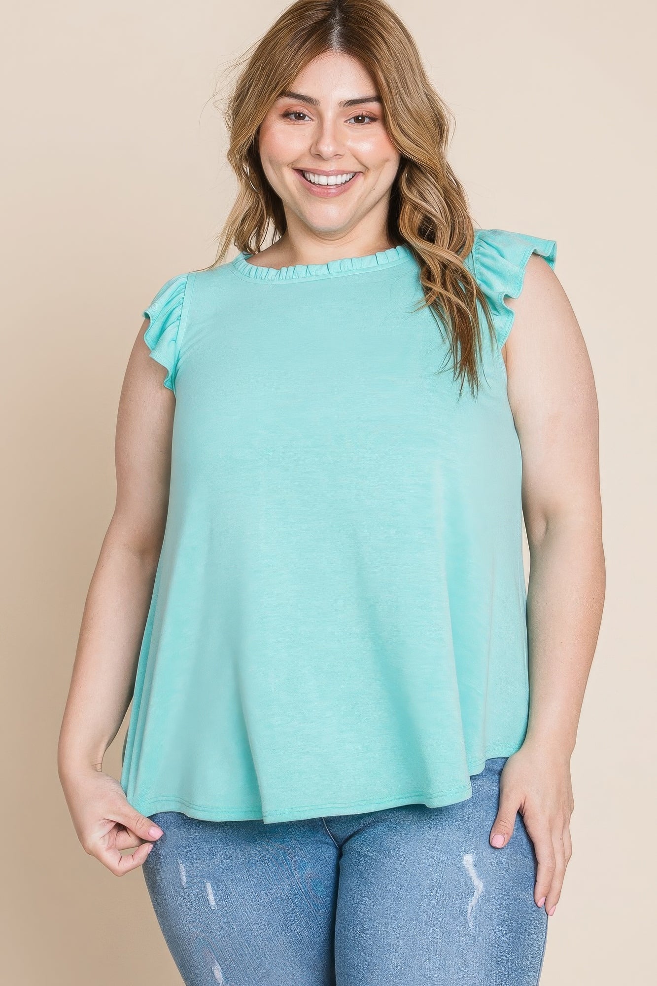 Blue Zone Planet |  Plus Size Solid French Terry Basic Casual Top Blue Zone Planet