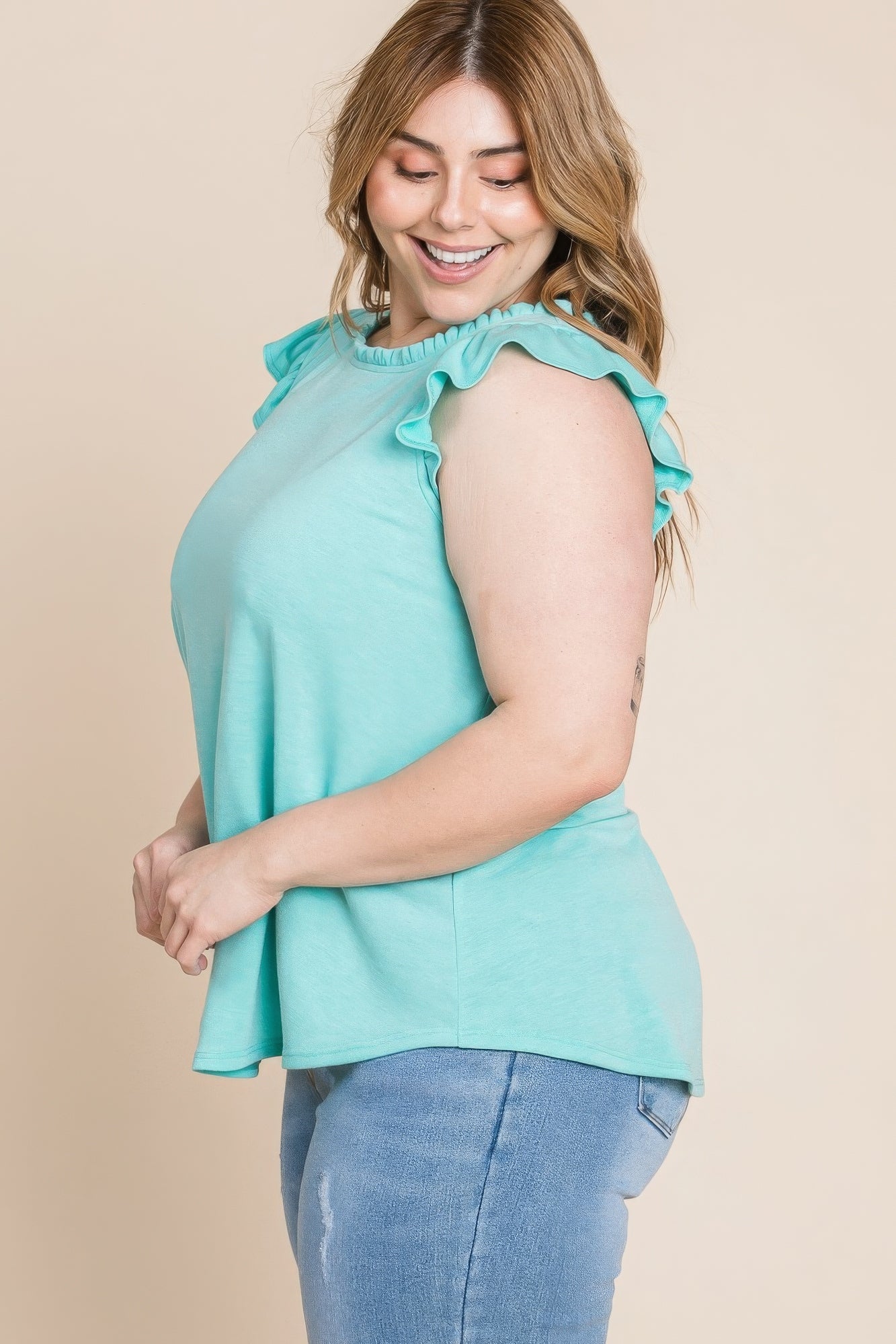 Blue Zone Planet |  Plus Size Solid French Terry Basic Casual Top Blue Zone Planet