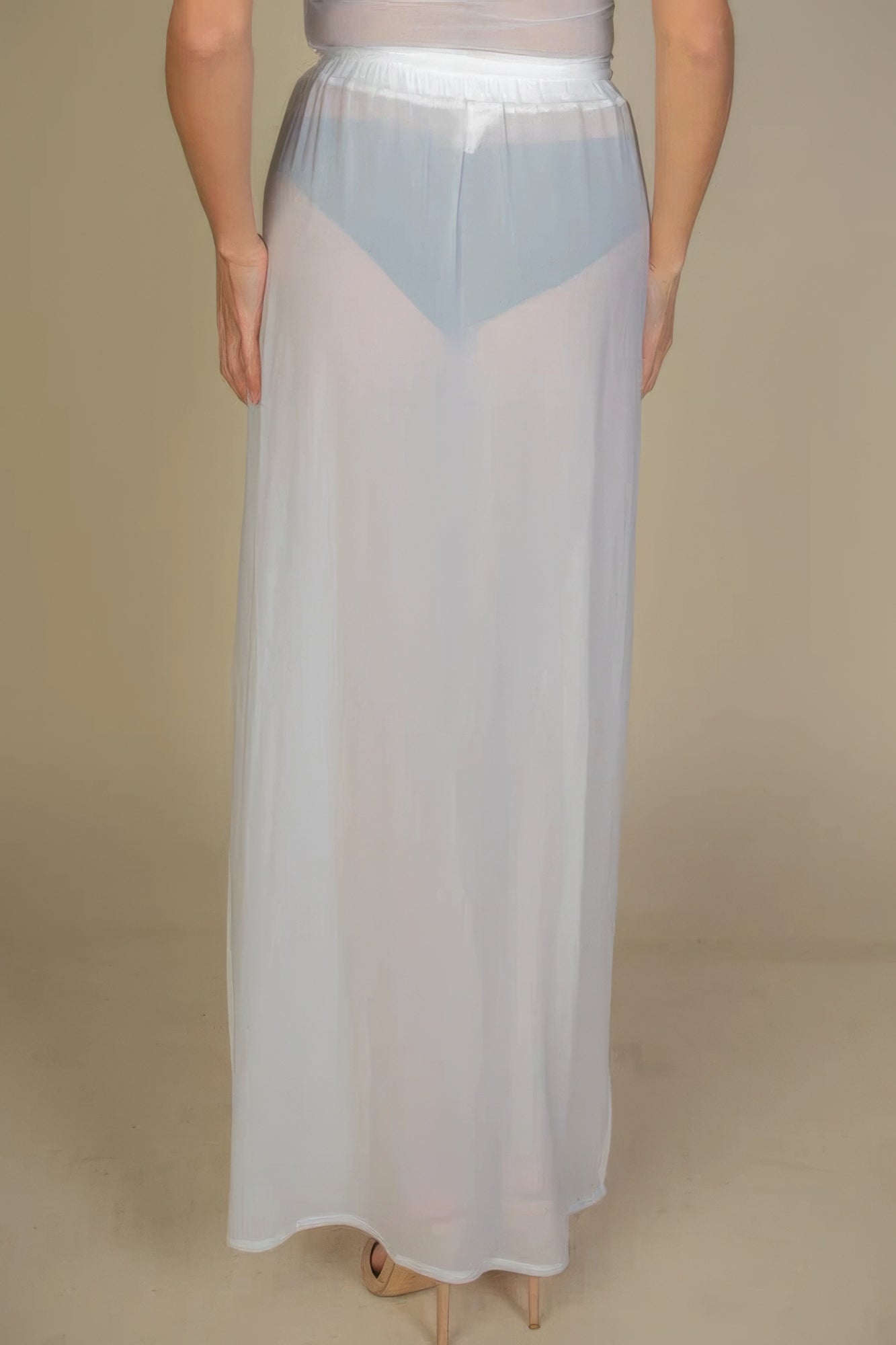 Blue Zone Planet |  High Split Mesh Sheer Maxi Skirt Blue Zone Planet