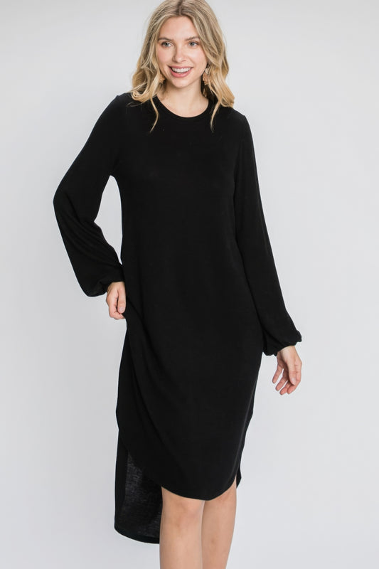 Minimal Long Sleeve Midi Dress-[Adult]-[Female]-S-2022 Online Blue Zone Planet