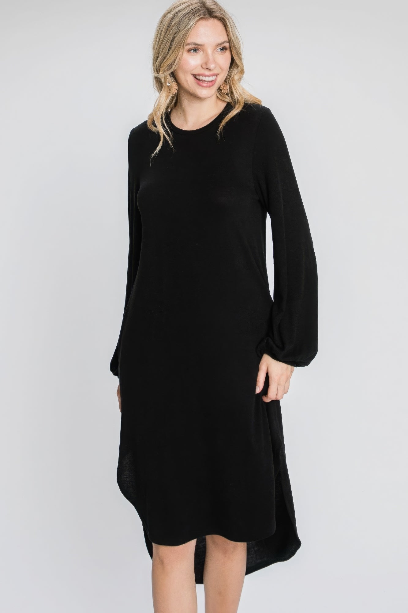 Minimal Long Sleeve Midi Dress-[Adult]-[Female]-2022 Online Blue Zone Planet