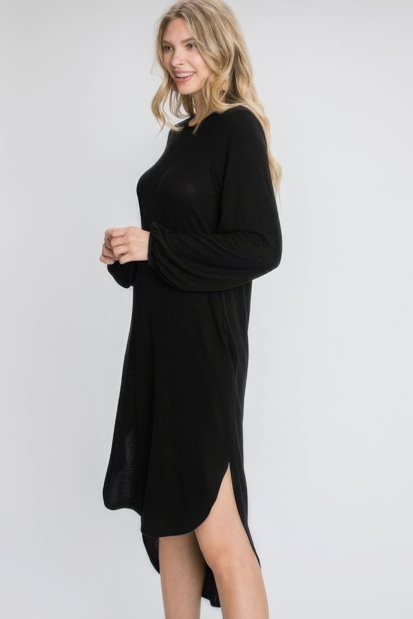 Minimal Long Sleeve Midi Dress-[Adult]-[Female]-2022 Online Blue Zone Planet