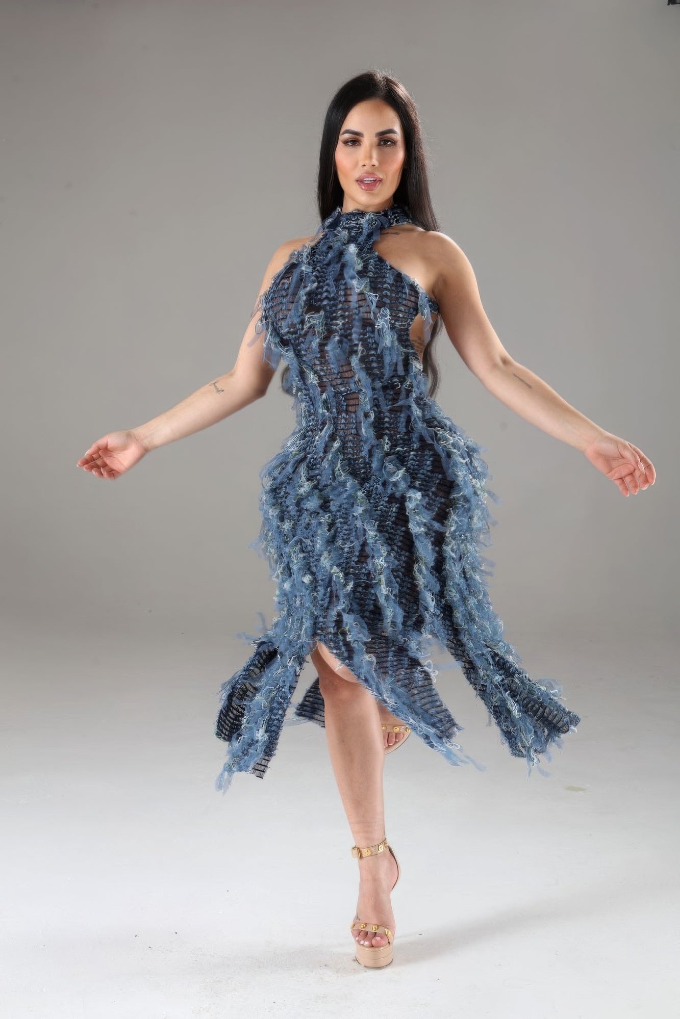 Halter Ruffled Dress-[Adult]-[Female]-2022 Online Blue Zone Planet