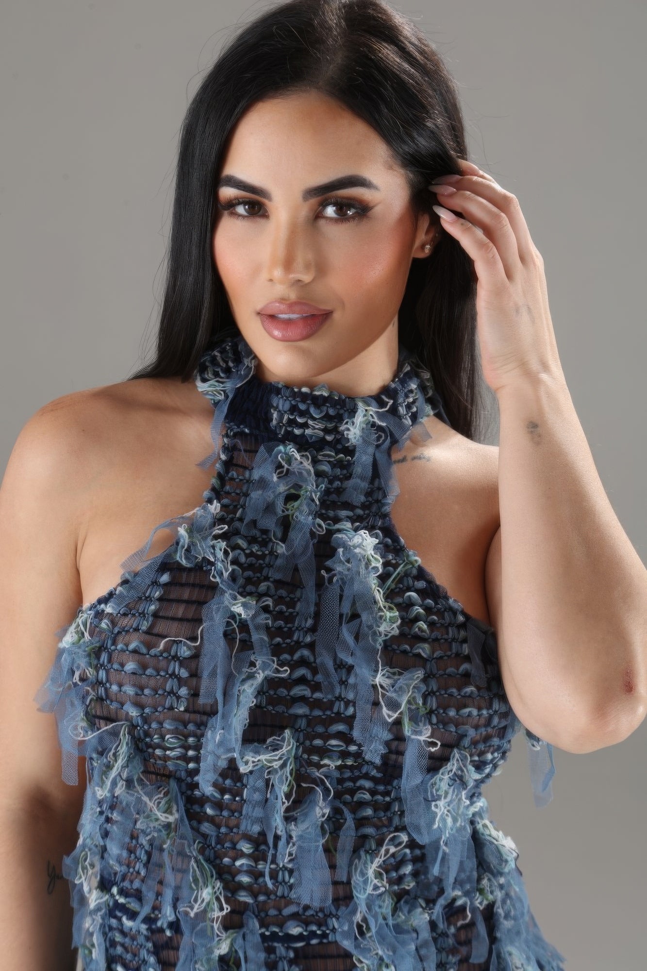 Halter Ruffled Dress-[Adult]-[Female]-2022 Online Blue Zone Planet