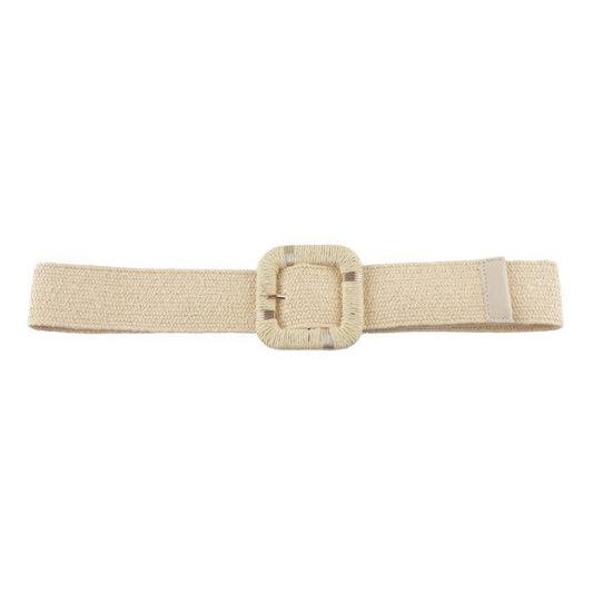 Straw Buckle Elastic Belt-[Adult]-[Female]-Beige-2022 Online Blue Zone Planet