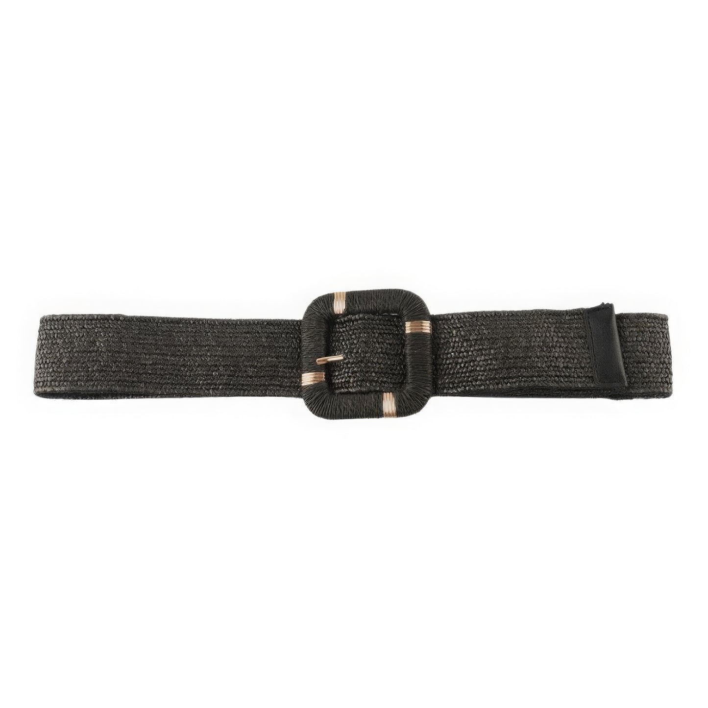 Straw Buckle Elastic Belt-[Adult]-[Female]-Black-2022 Online Blue Zone Planet