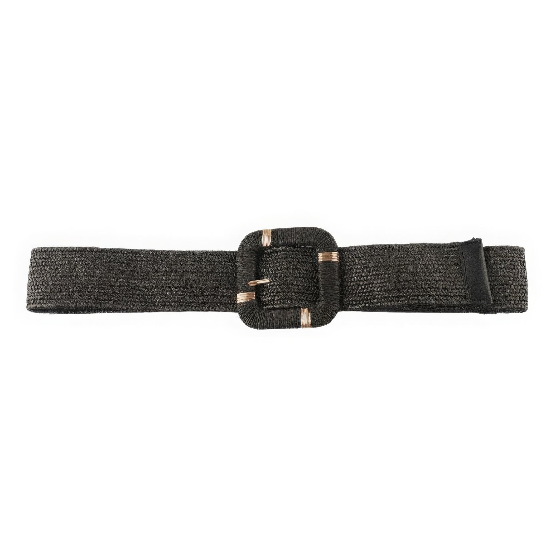 Straw Buckle Elastic Belt-[Adult]-[Female]-Black-2022 Online Blue Zone Planet