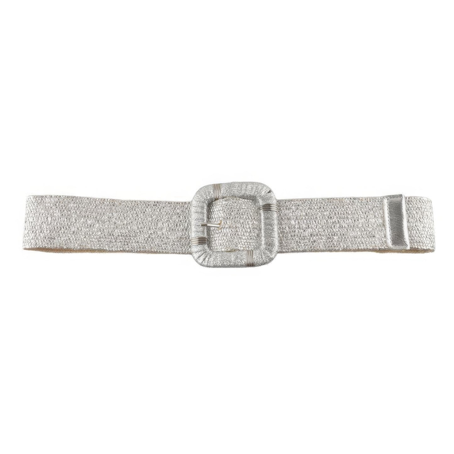 Straw Buckle Elastic Belt-[Adult]-[Female]-Silver-2022 Online Blue Zone Planet